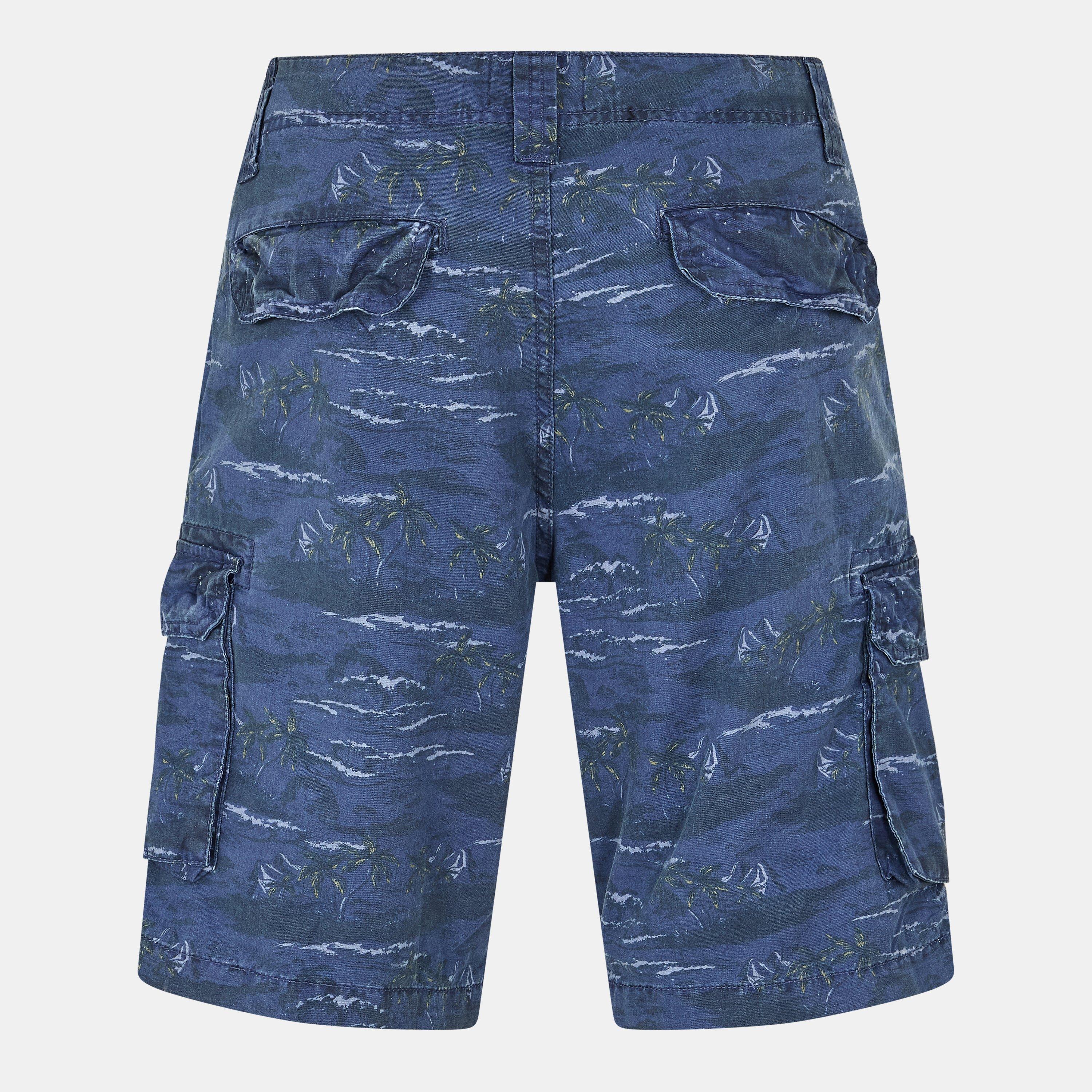 Navy Print - Brave Soul - Palm Tree Print Shorts - 2
