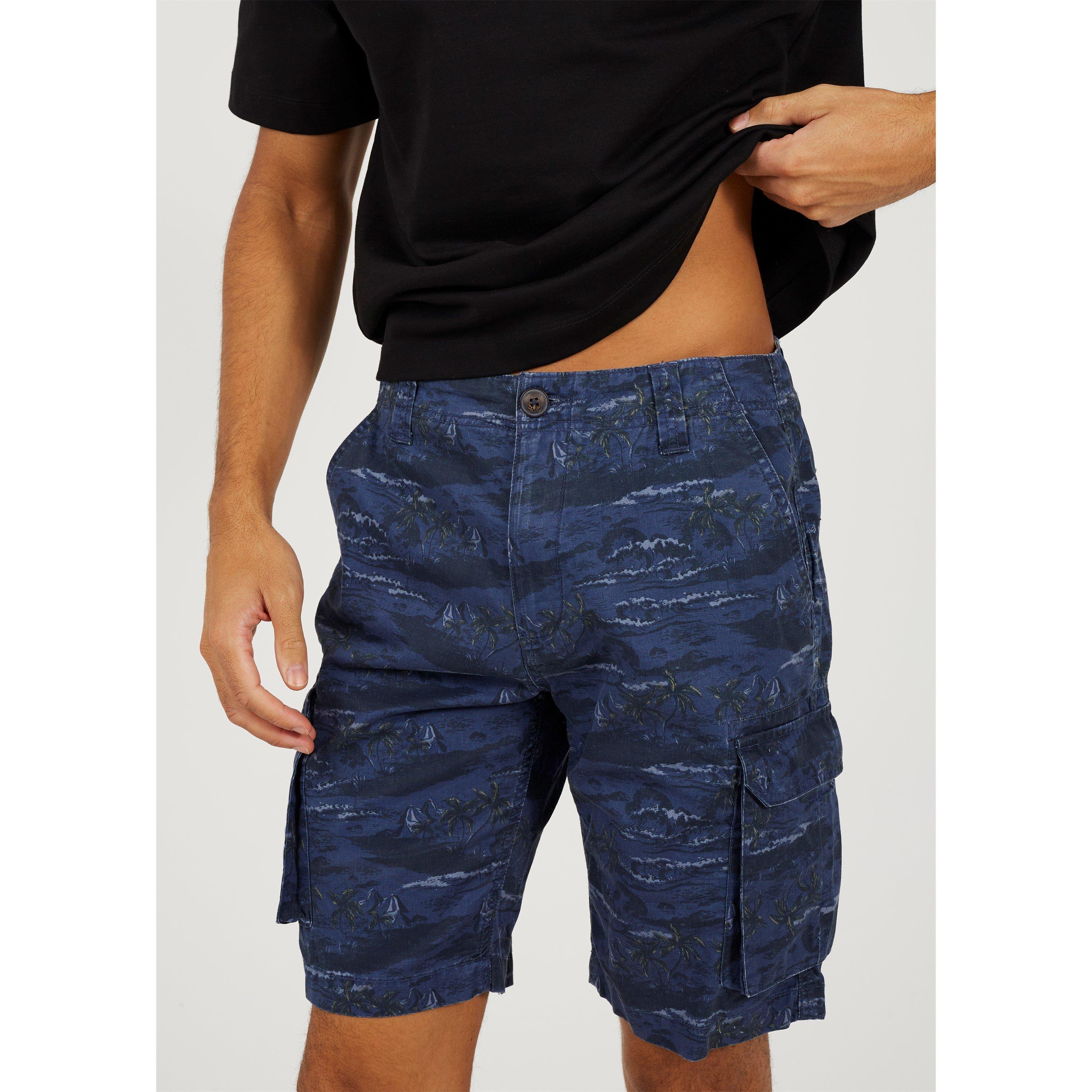 Navy Print - Brave Soul - Palm Tree Print Shorts - 4