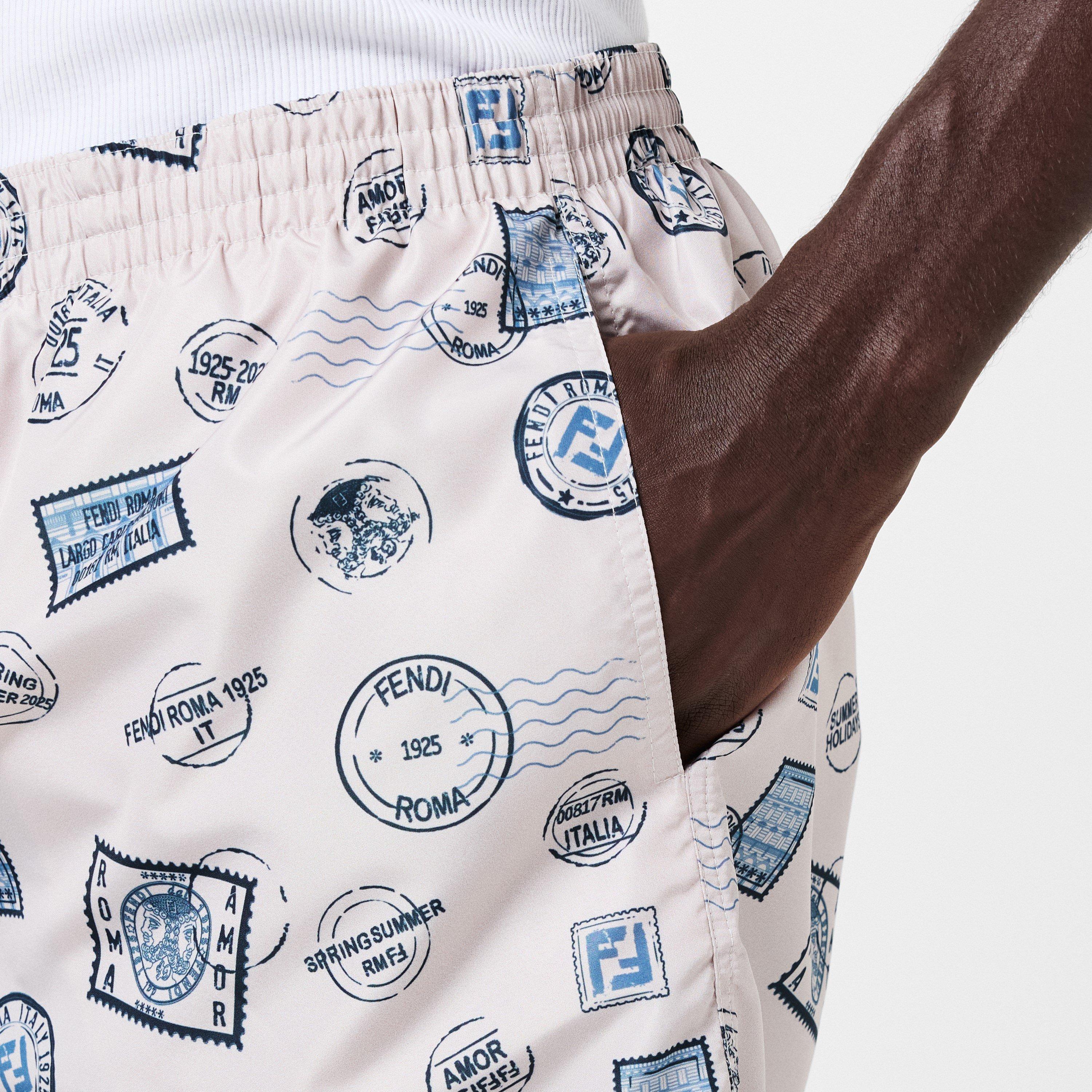 Cream - Fendi - Men's Postcard Woven Tracksuit Shorts - 5