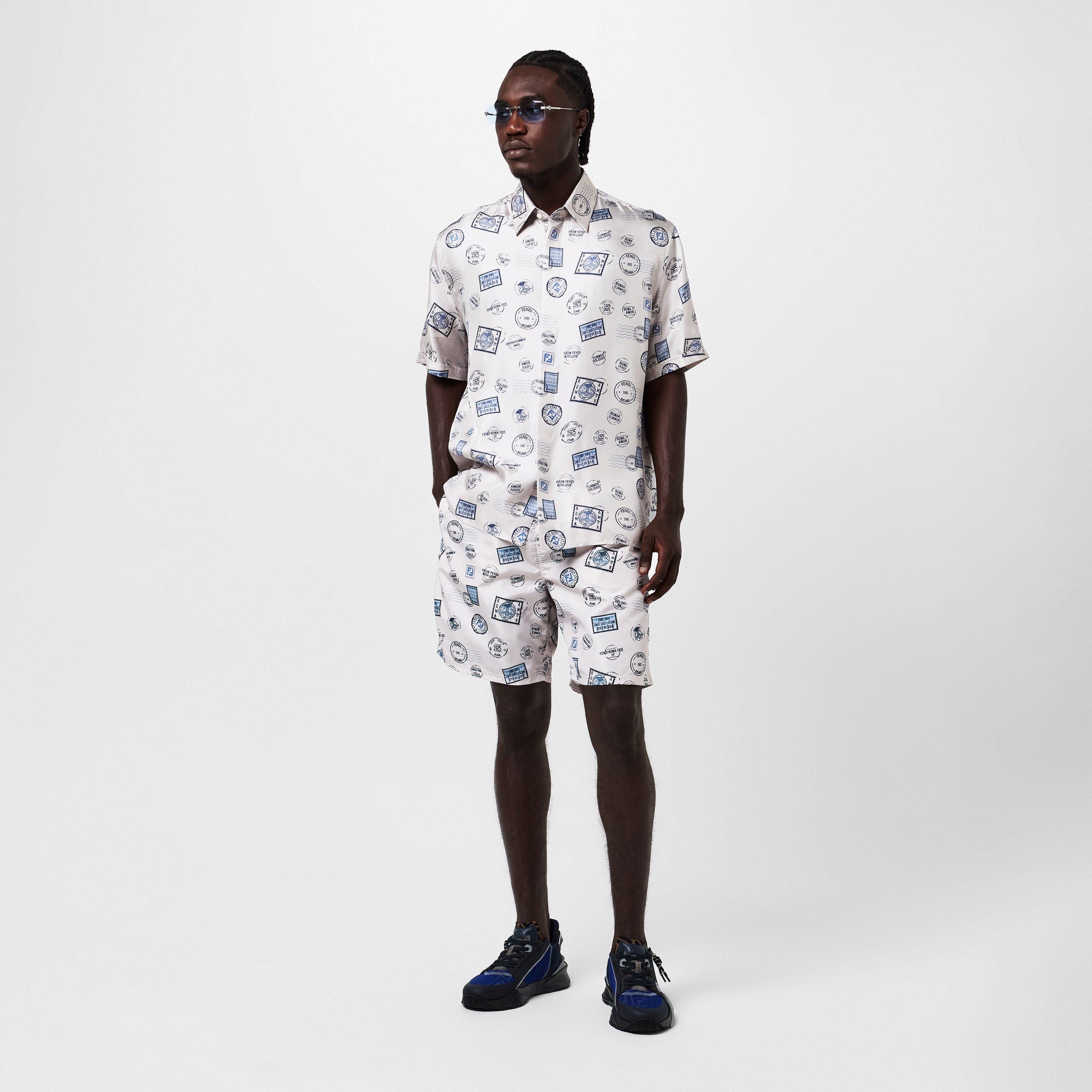 Cream - Fendi - Men's Postcard Woven Tracksuit Shorts - 6