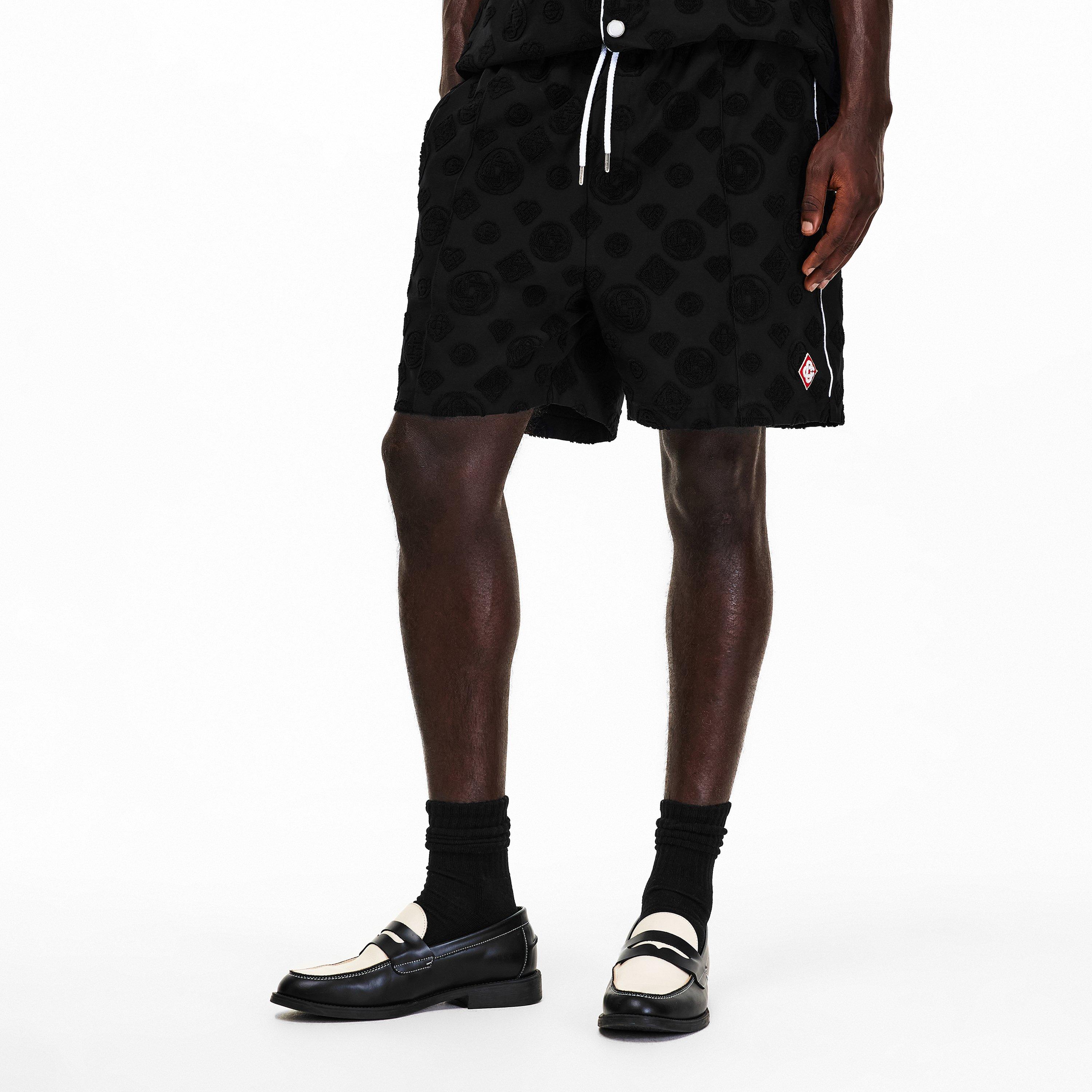 Black - Casablanca - Men's Towel Mono Woven Tracksuit Shorts - 3