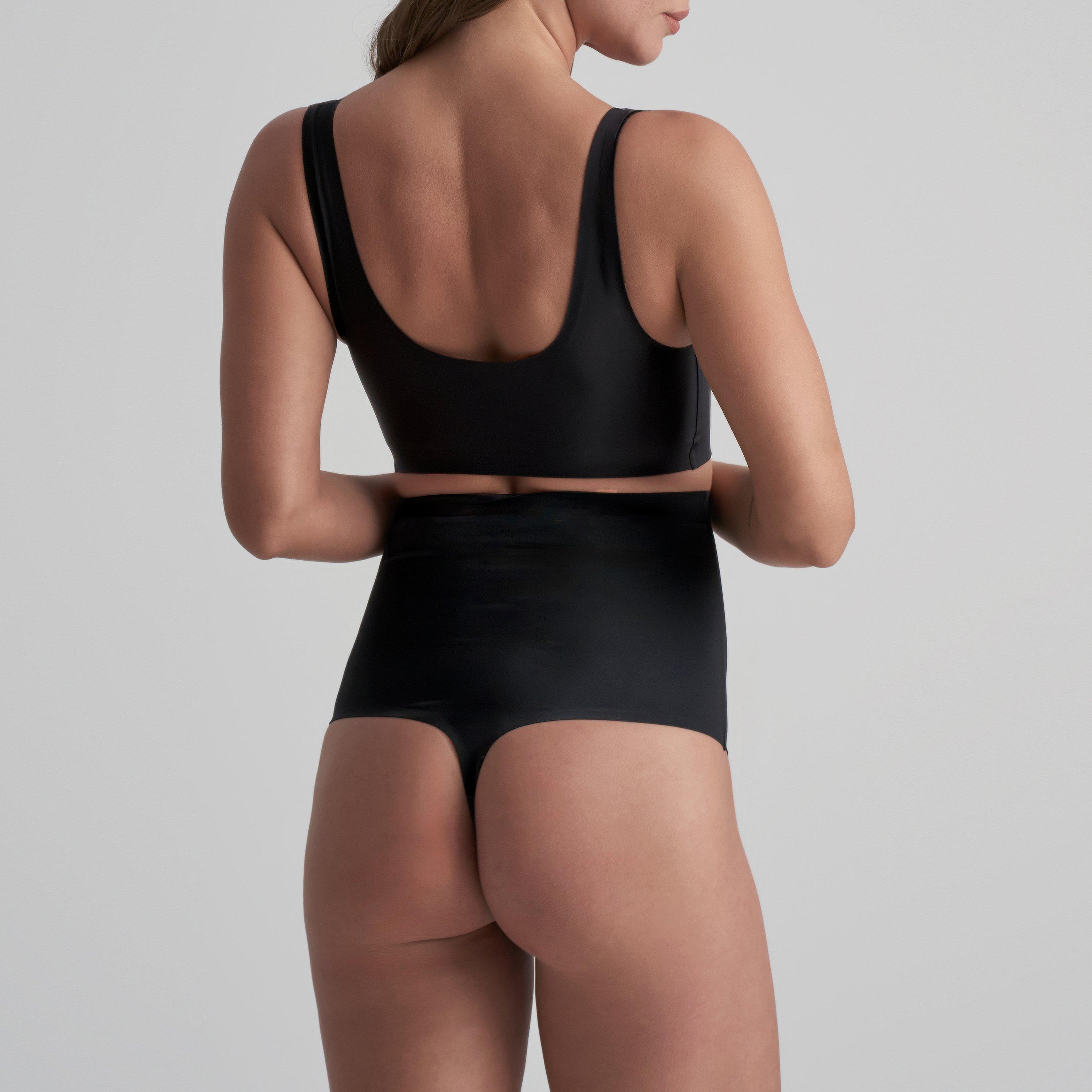 Black - Bye Bra - Invisible  High Waist Thong with Light Control - 2