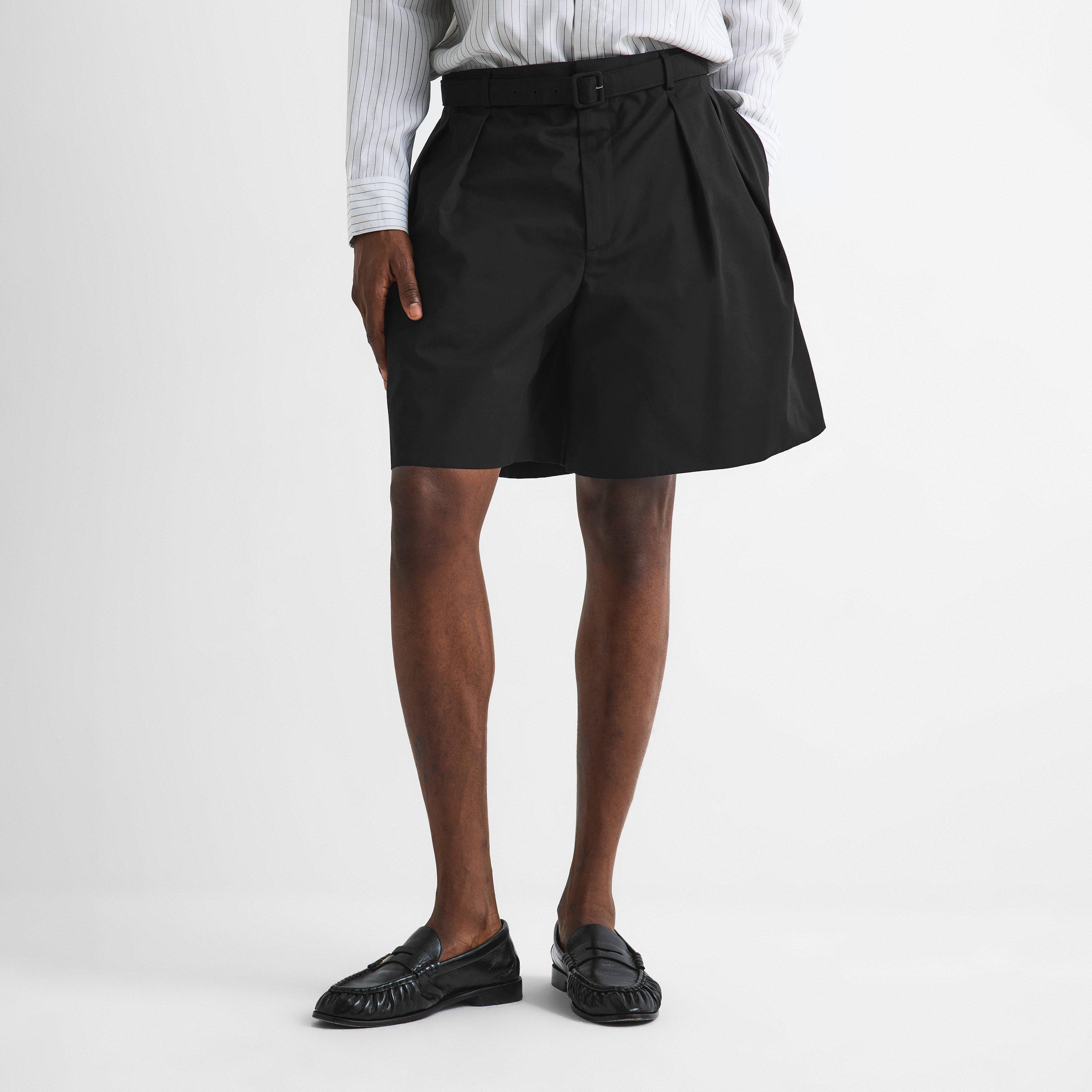 Black - Saint Laurent - Men's Pleat Woven Tracksuit Shorts - 3