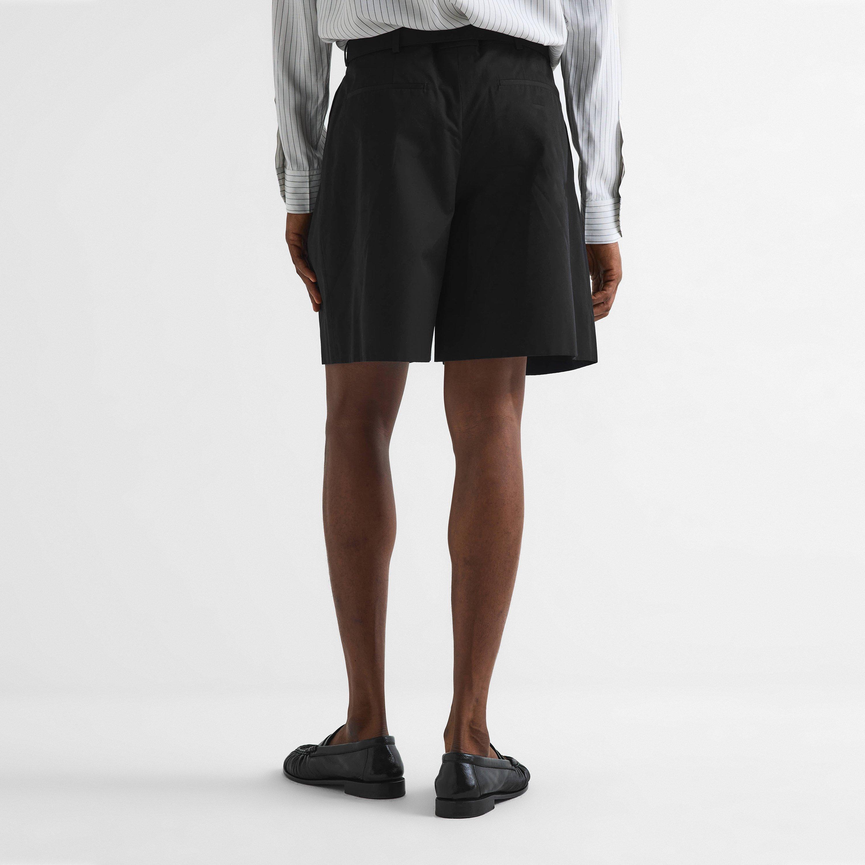 Black - Saint Laurent - Men's Pleat Woven Tracksuit Shorts - 4