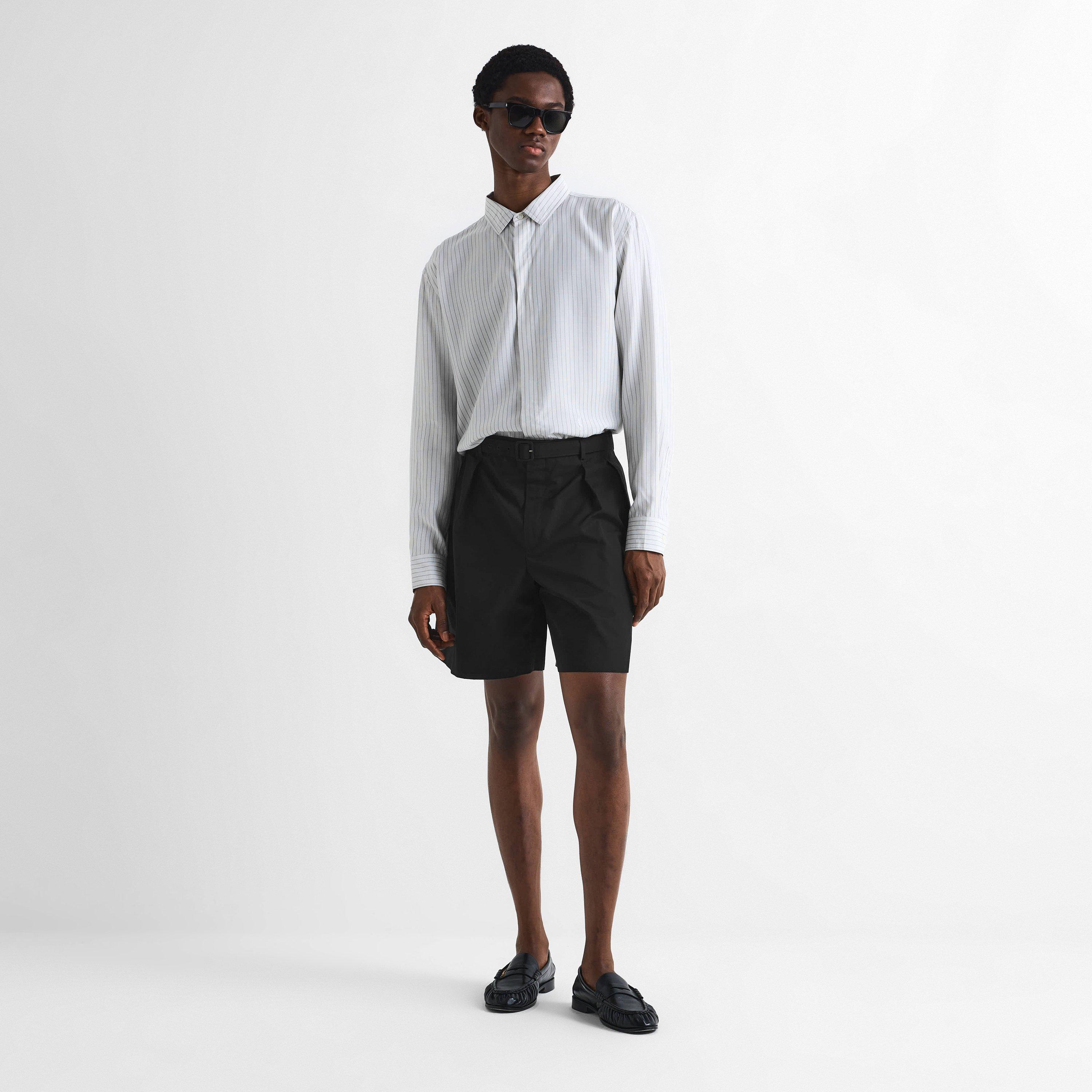 Black - Saint Laurent - Men's Pleat Woven Tracksuit Shorts - 6