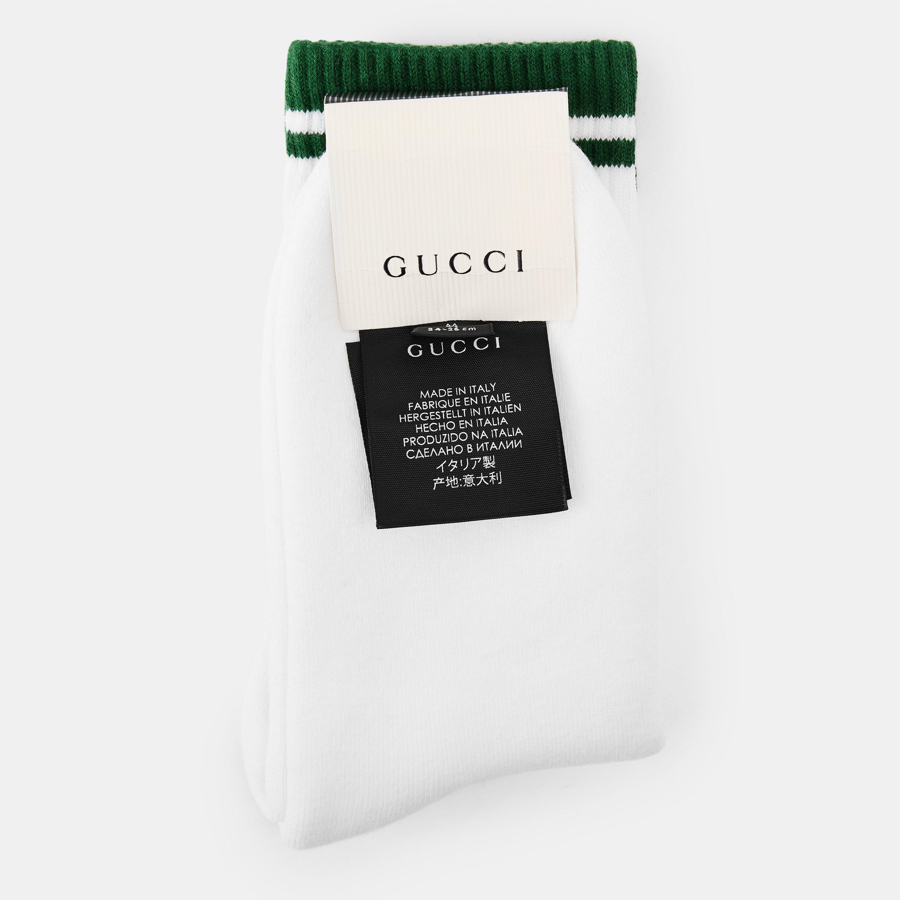 White/Drk Grn - Gucci - Men's Crew Socks - 2