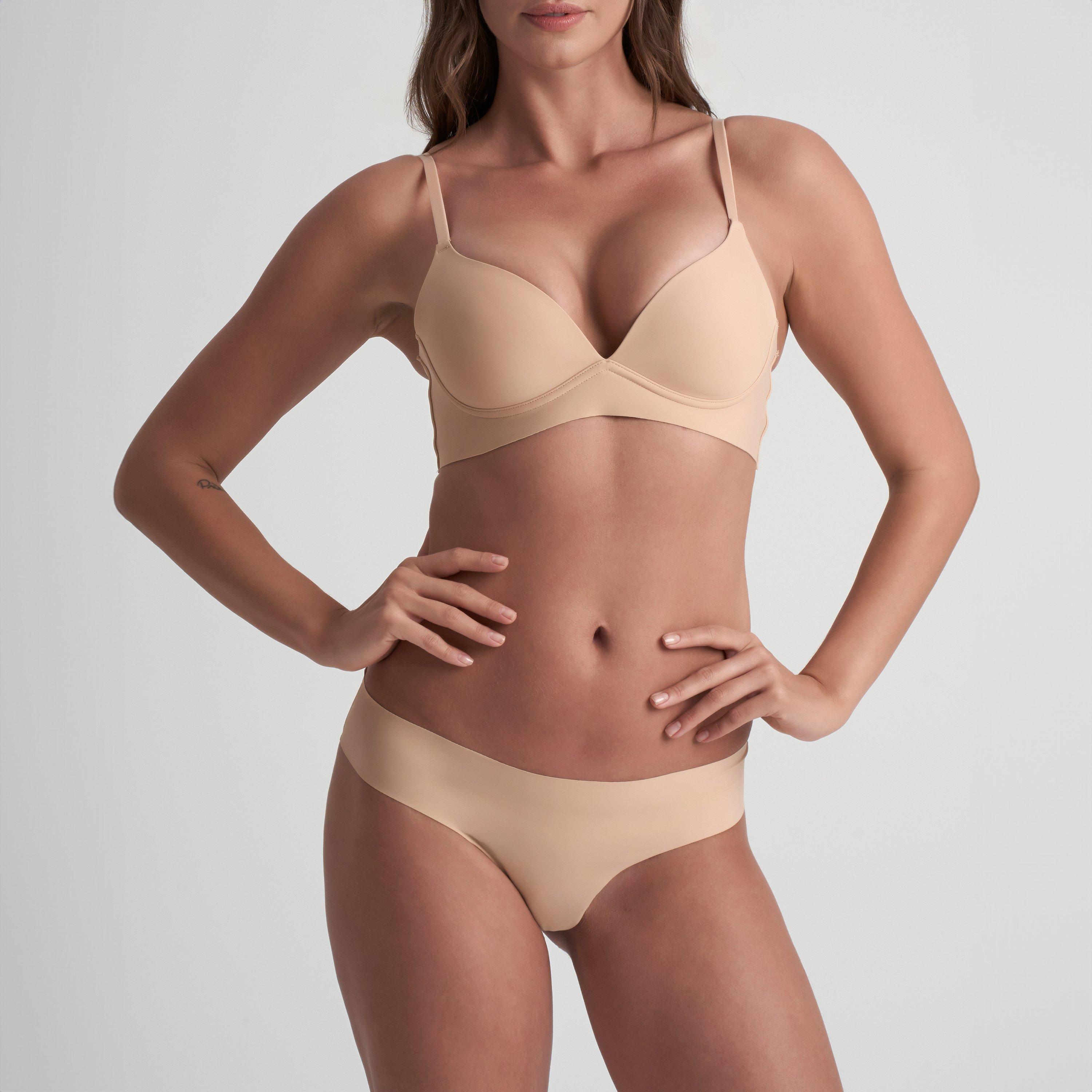 Beige/Black - Bye Bra - 2 pack Invisible Thong - 1