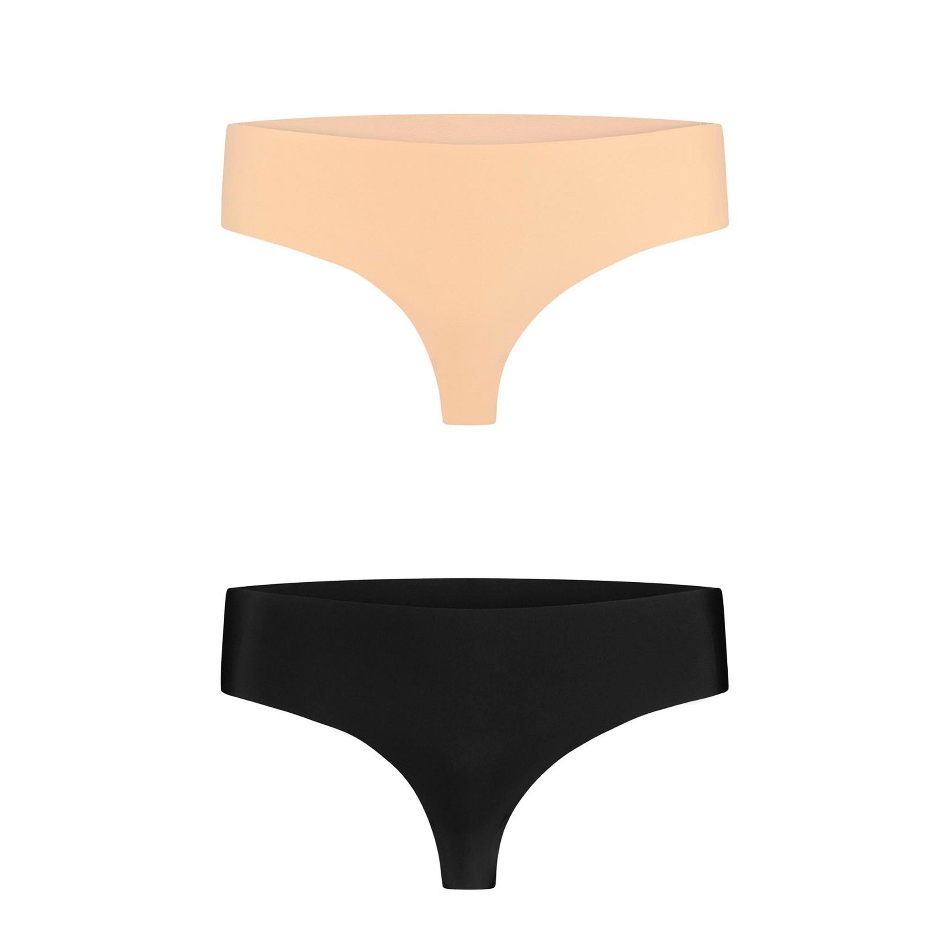 Beige/Black - Bye Bra - 2 pack Invisible Thong - 10
