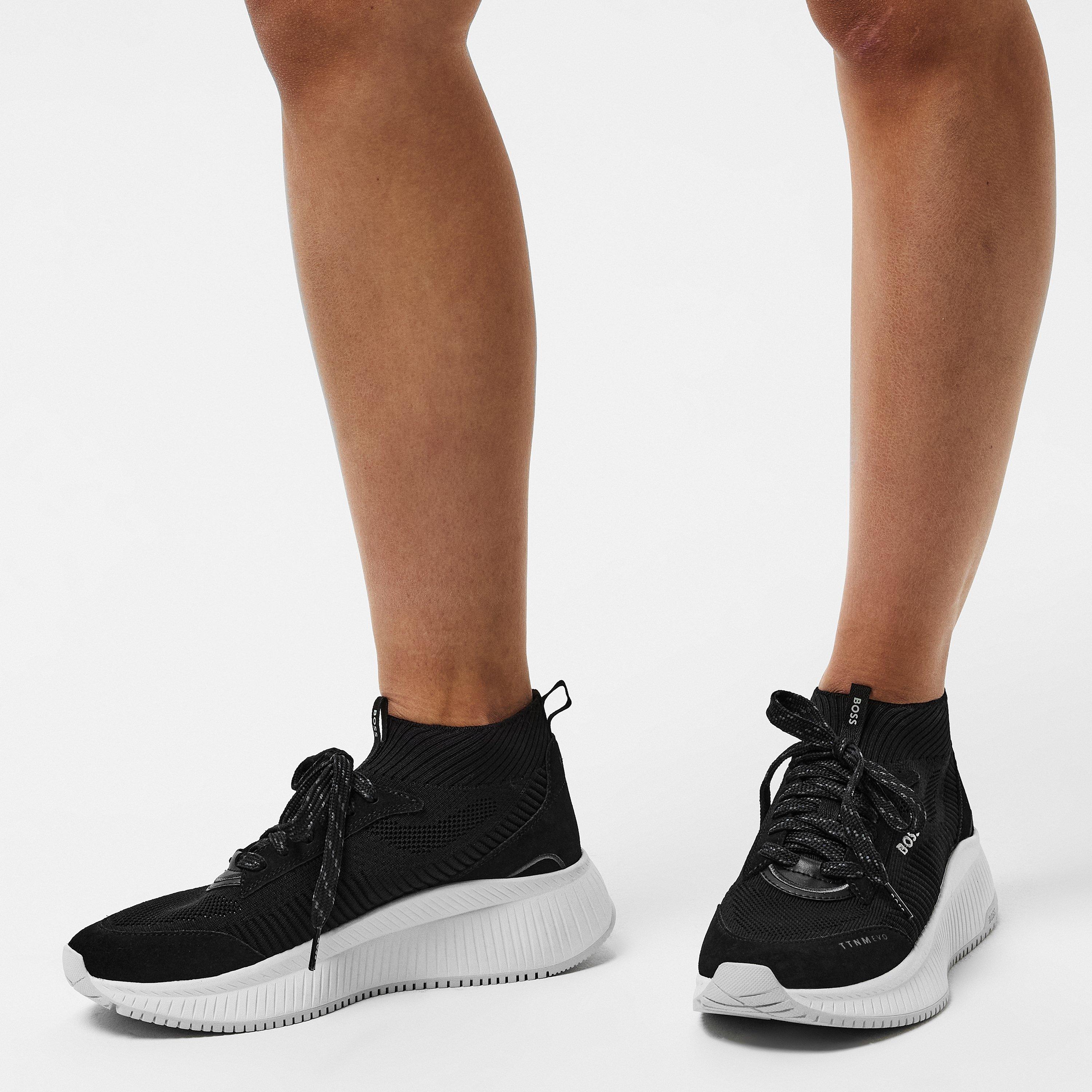 Black - Boss - Women's Fishbone Sock Trainers, Impeccable Grip and Stability Sneakers - 2