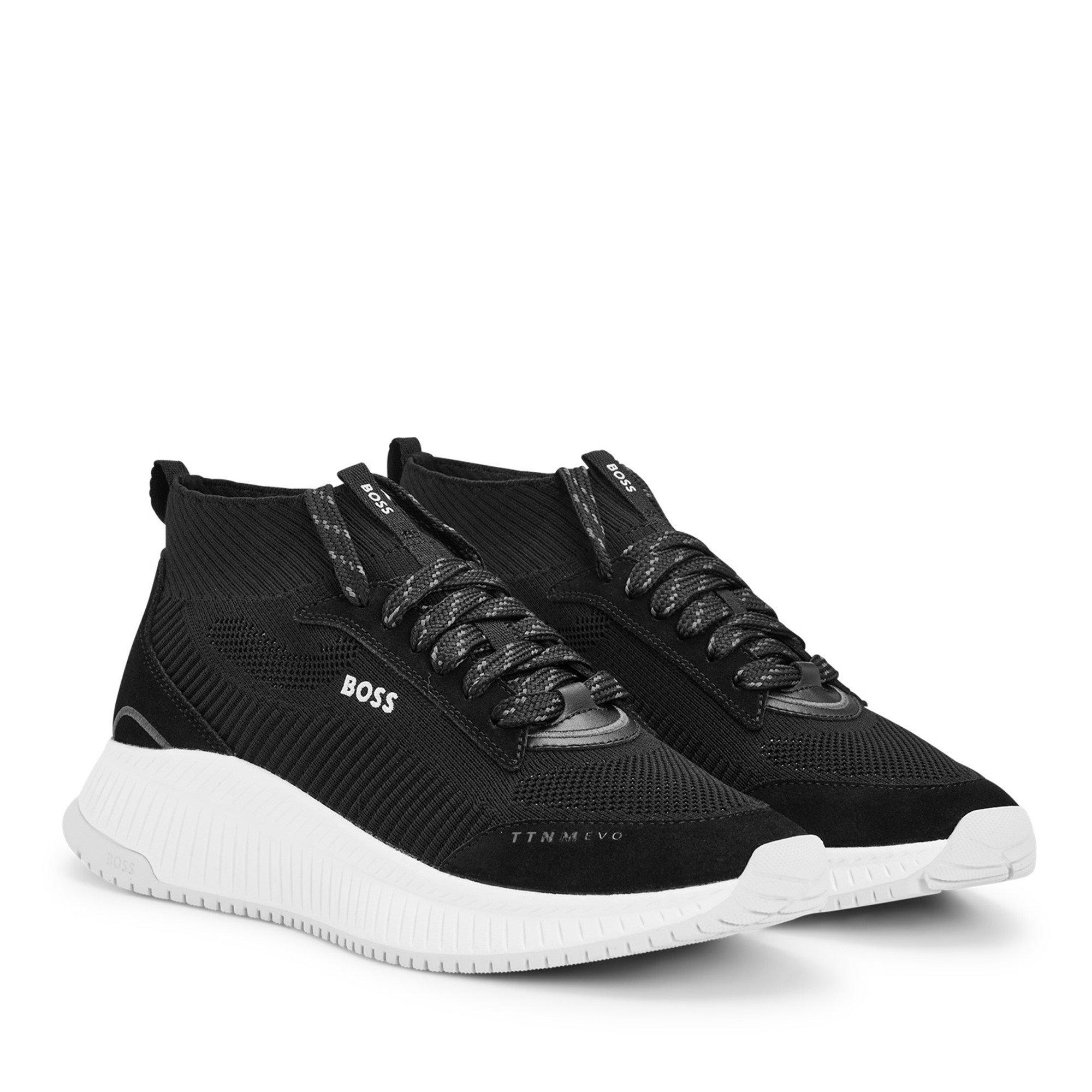 Black - Boss - Women's Fishbone Sock Trainers, Impeccable Grip and Stability Sneakers - 5