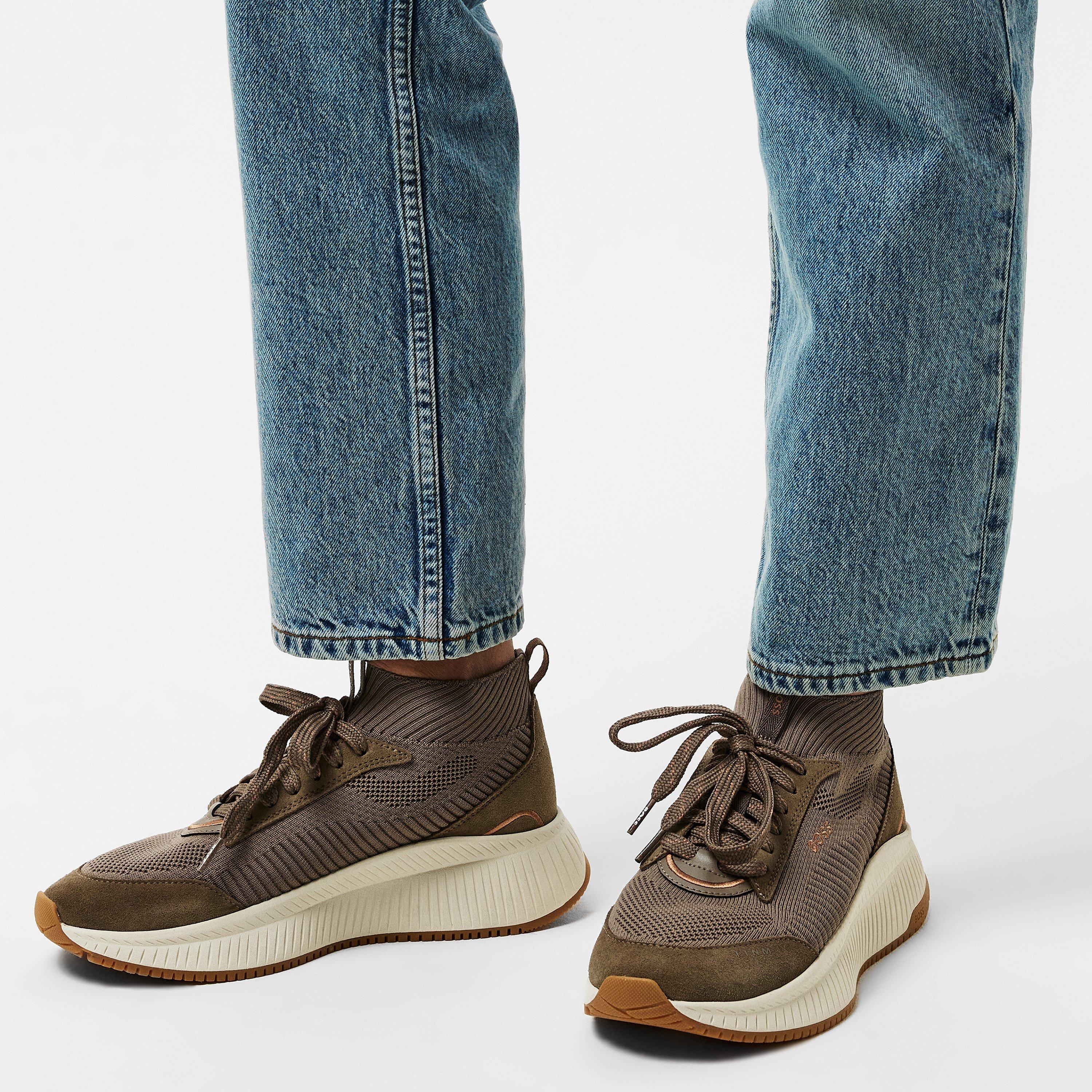 Medium Brown - Boss - Women's Fishbone Sock Trainers, Impeccable Grip and Stability Sneakers - 2