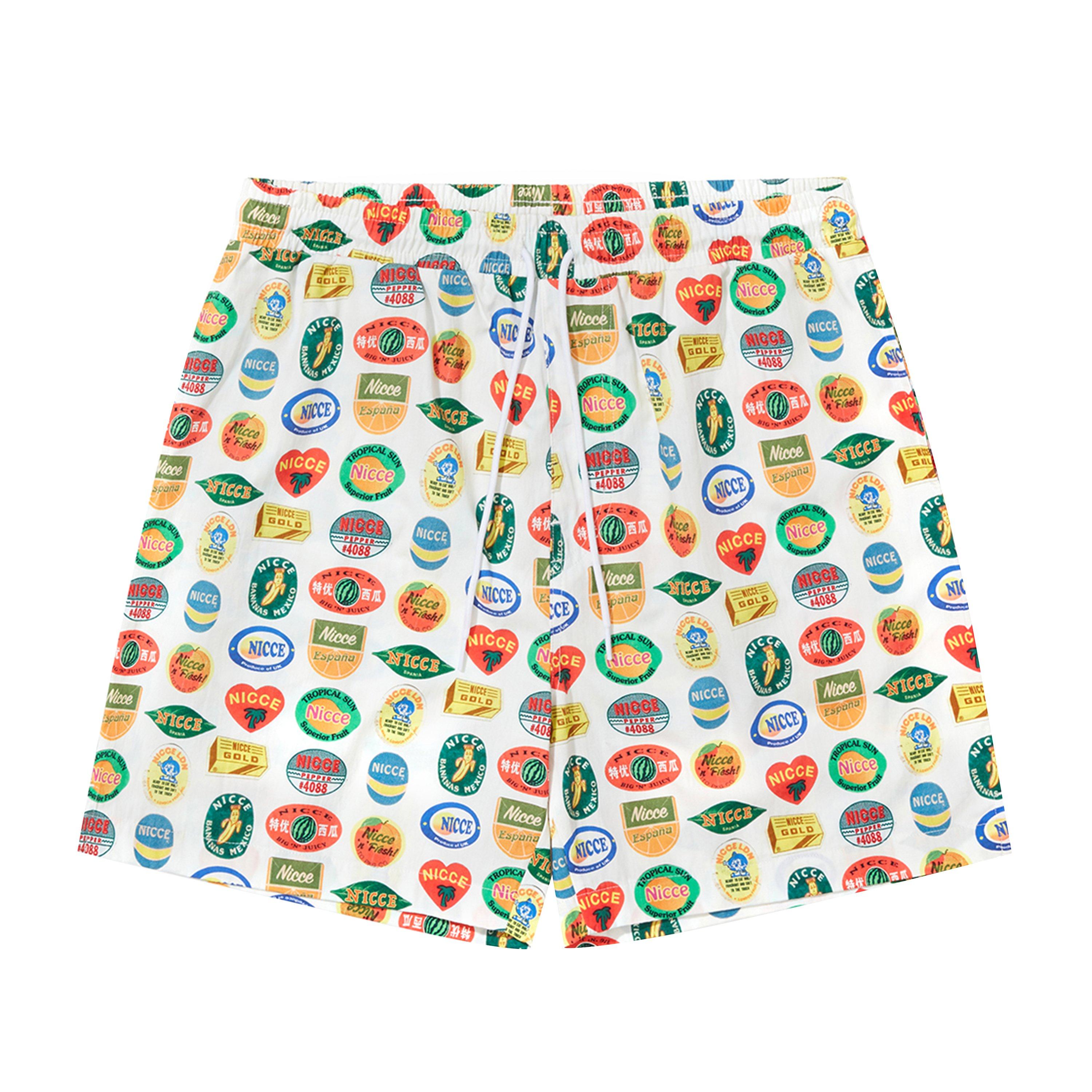 White/Multi - Nicce - Sticker Shorts - 1