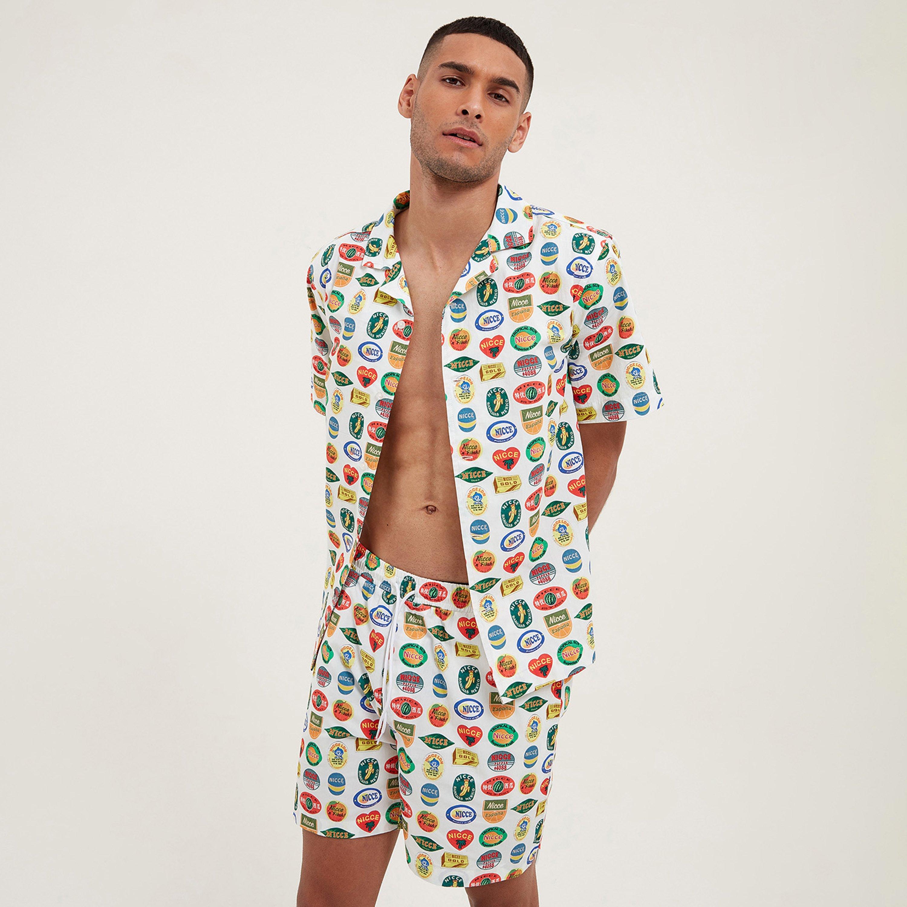 Wit/Multi - Nicce - Sticker Shorts - 3