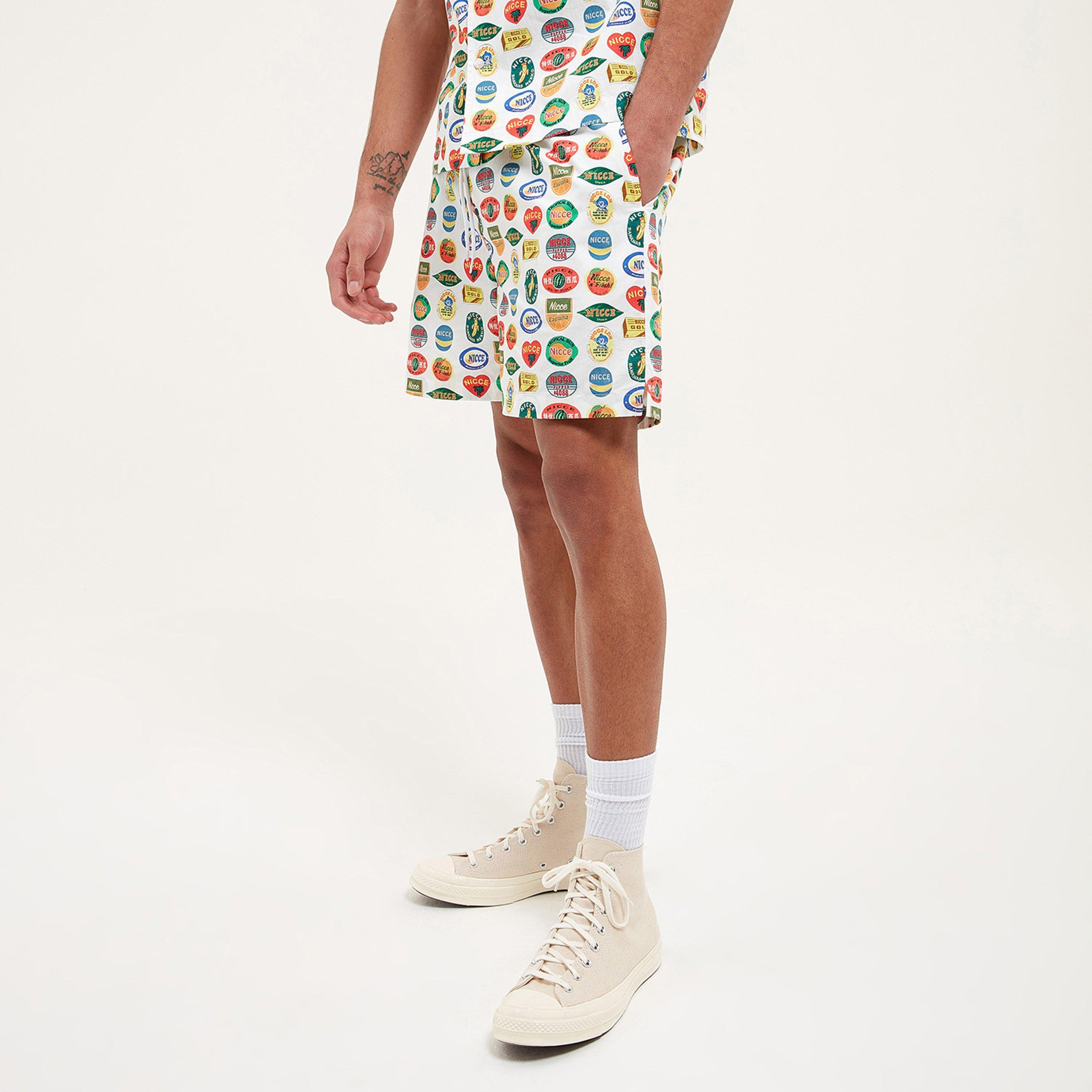 Wit/Multi - Nicce - Sticker Shorts - 4
