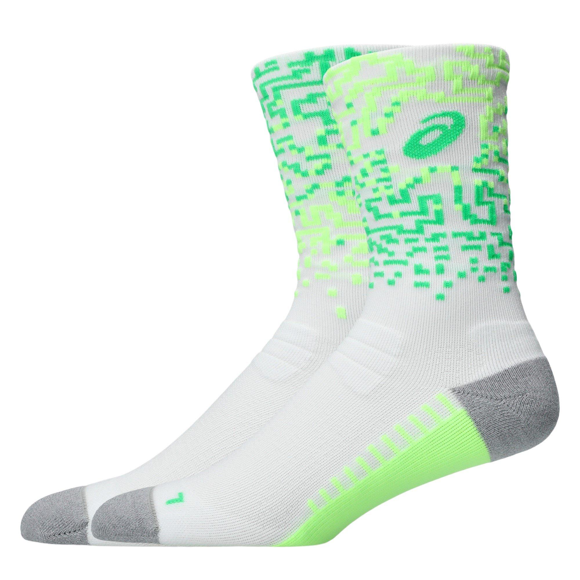 Brill White/Grn - Asics - Performance Run Sock Crew Unisex Adults - 2