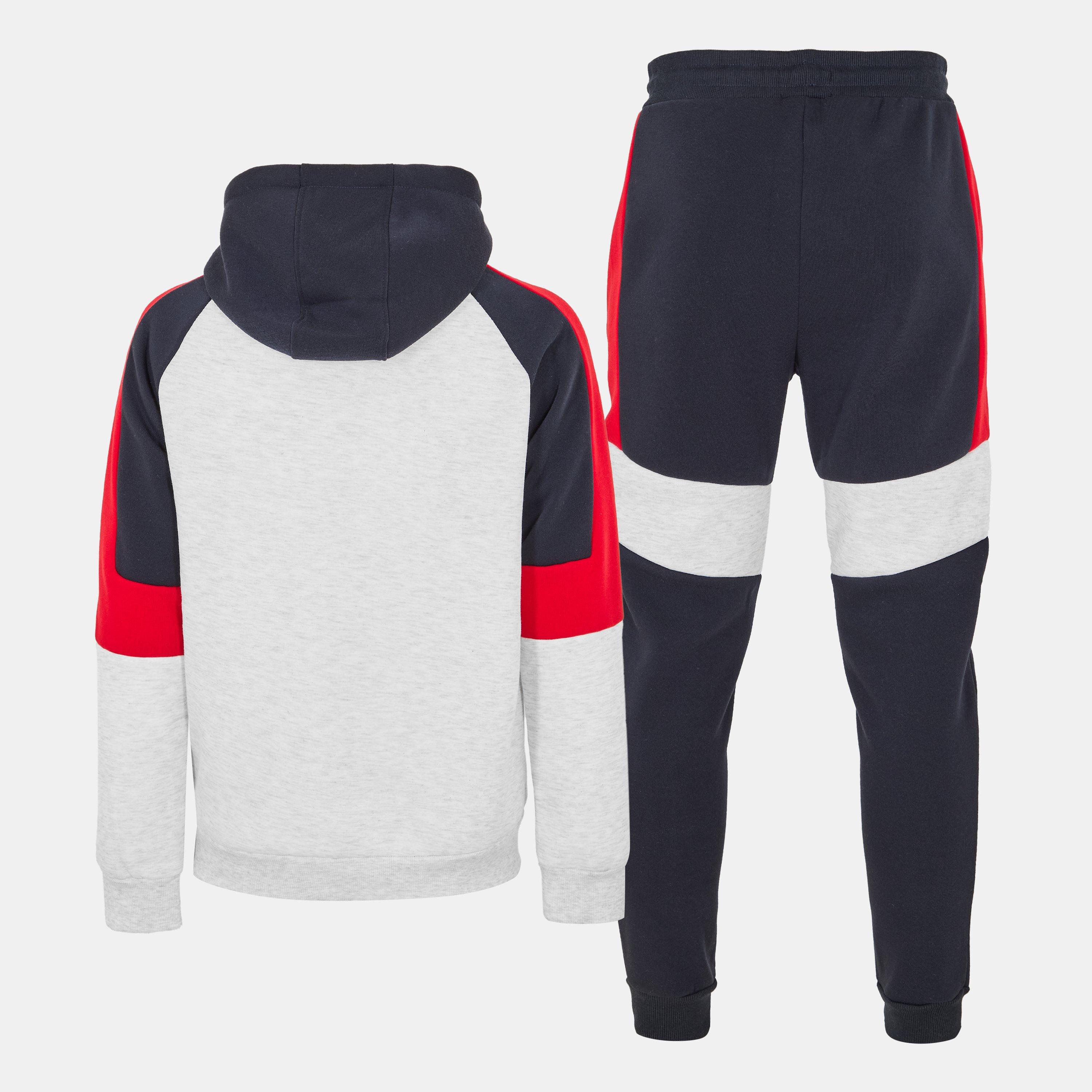 Ecru Marl/Navy - Brave Soul - Colourblock Hoodie & Joggers set - 2