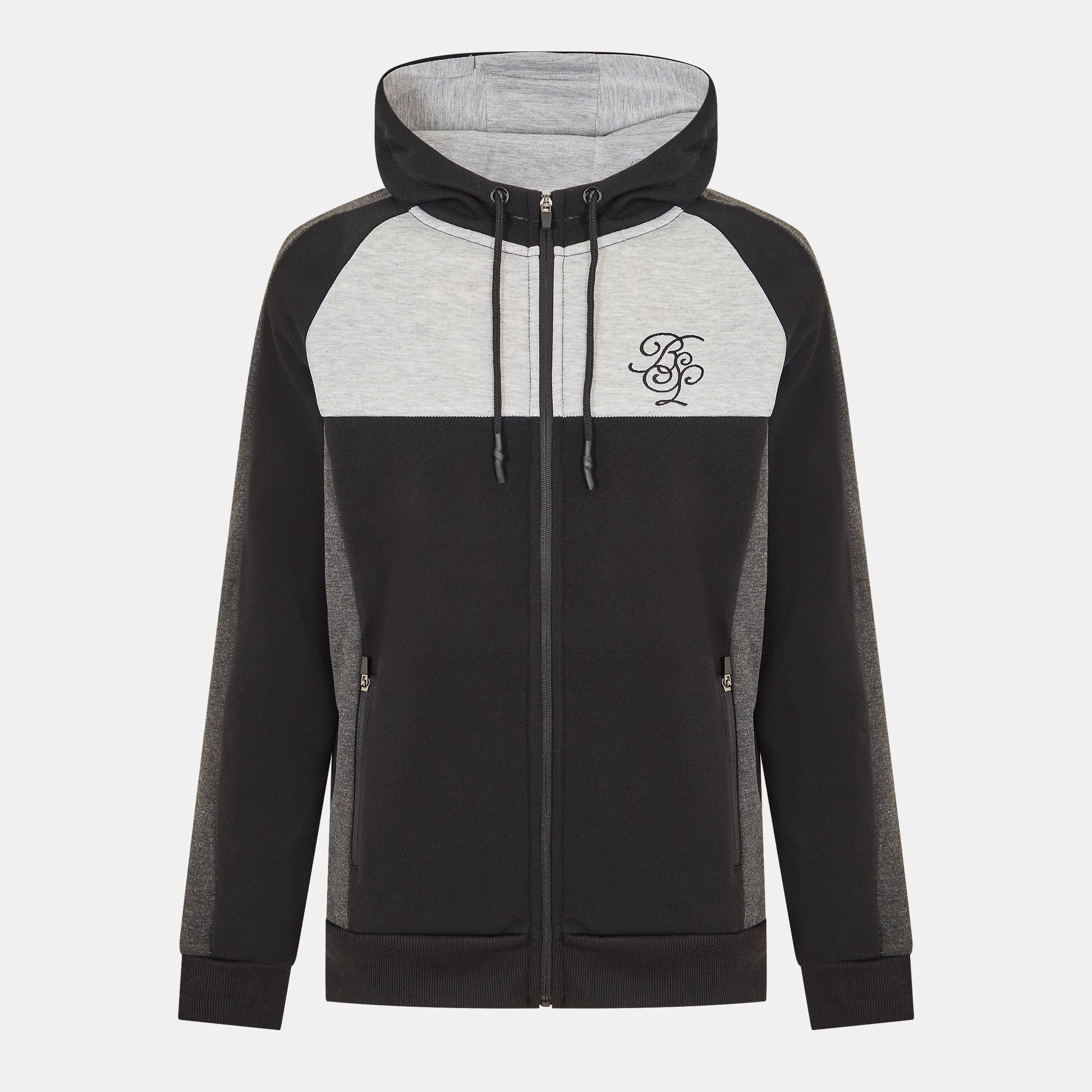 Black/Char/Grey - Brave Soul - Colourblock Hoodie & Joggers set - 1