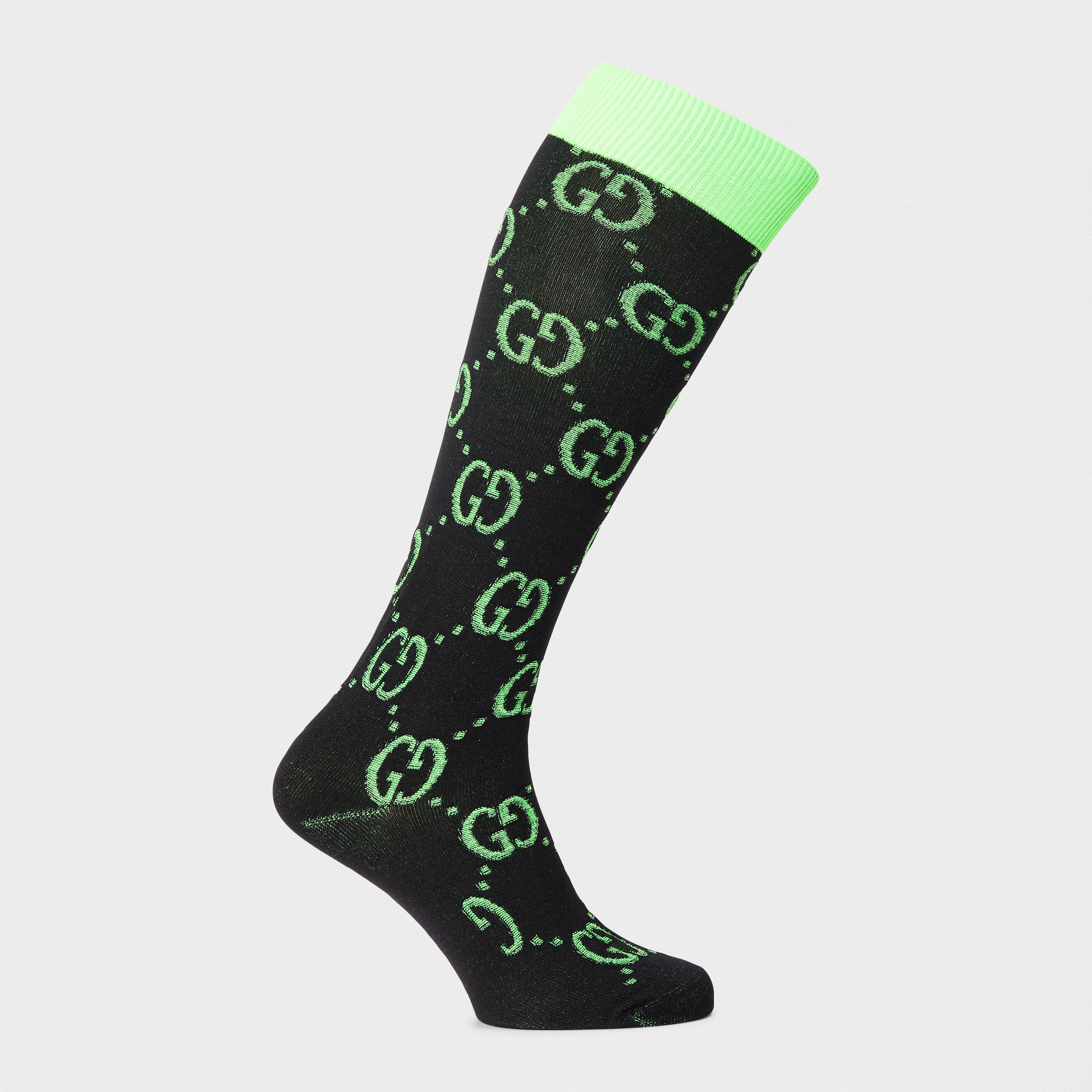 Black/L Grn - Gucci - Women's Soft Crew Socks - 2