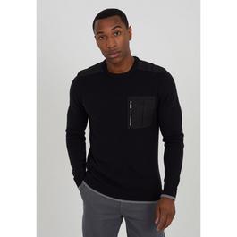 Brave Soul Crew Neck Jumper with Patch Pocket Detail