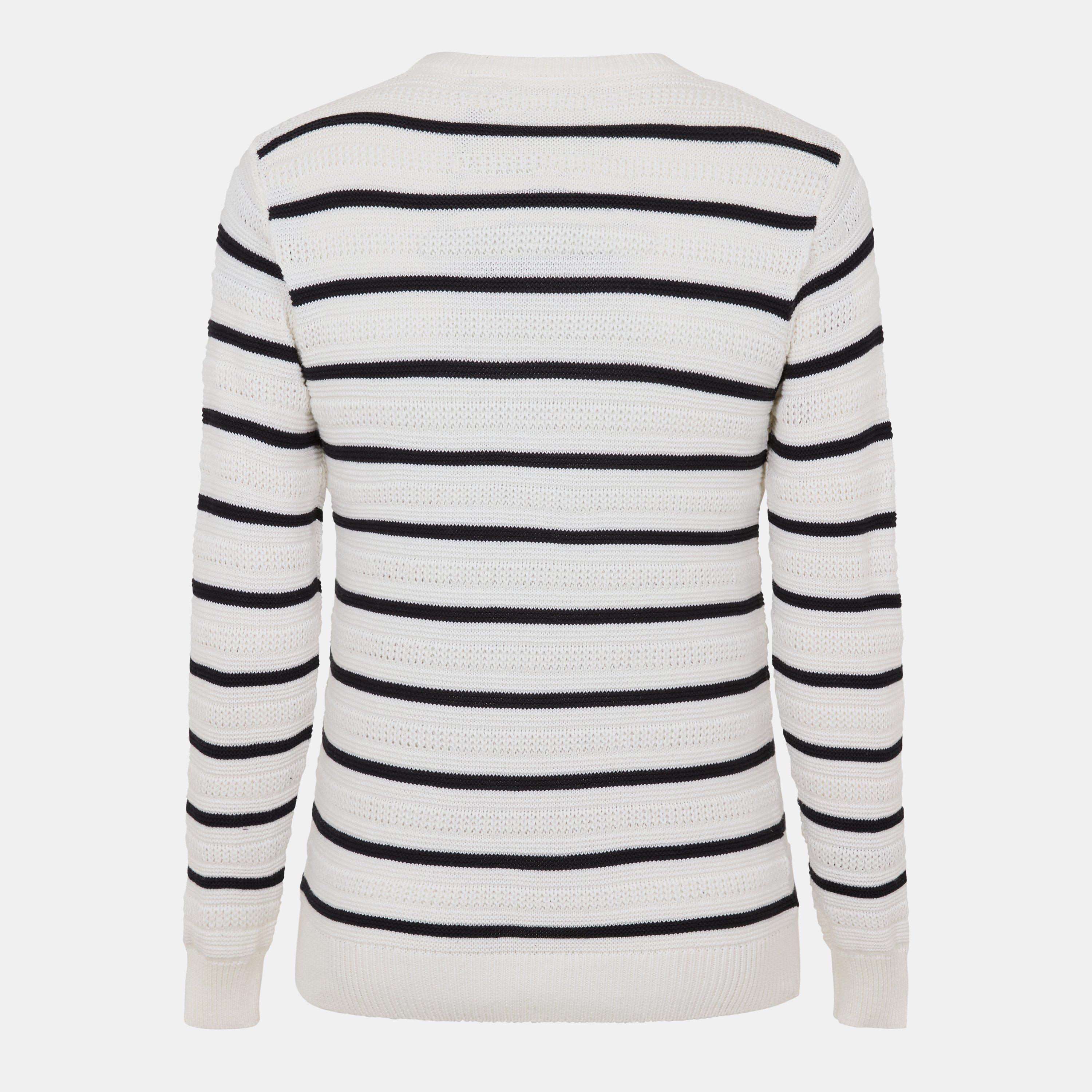 Weiß/Schwarz - Brave Soul - Neck Striped Jumper - 2