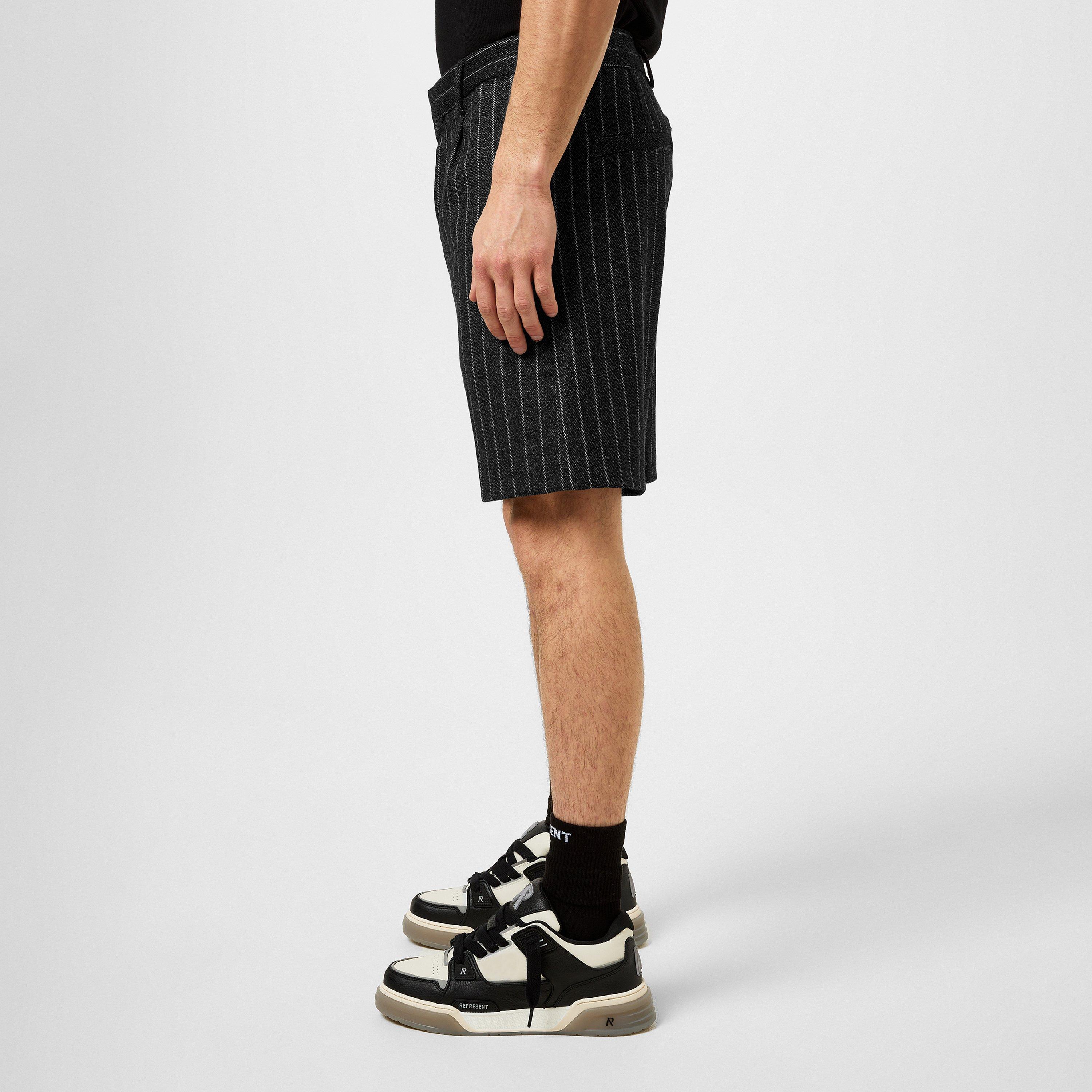 Grey Pinstipe - Represent - Men's Tailored Pinstripe Shorts, Pinstripe Design - 2