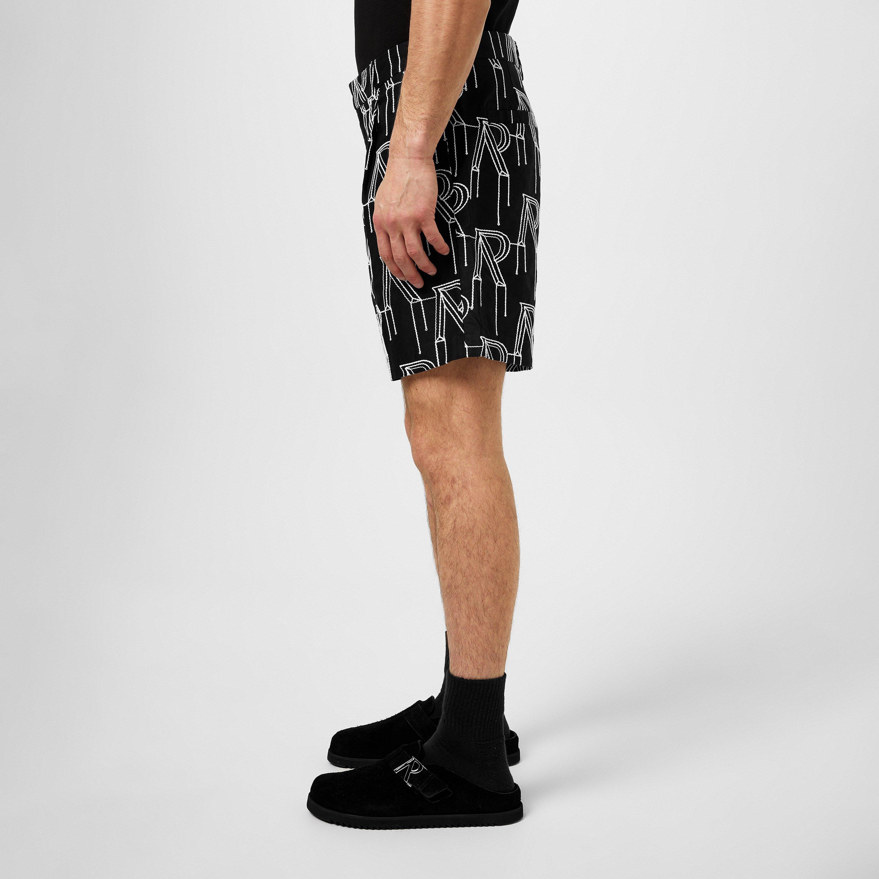 Black - Represent - Men's Rep R Embroidered All-over Motif Shorts - 2