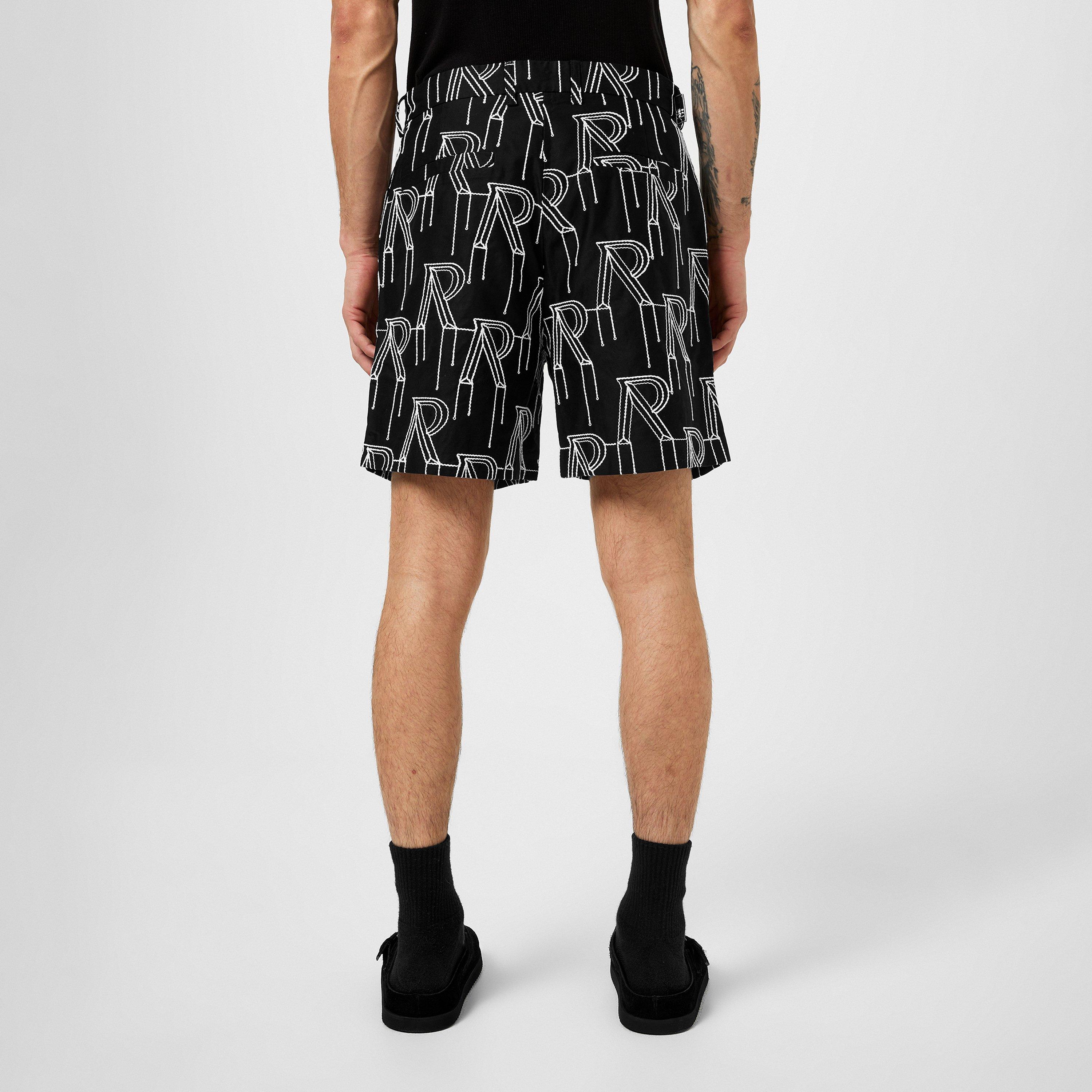 Black - Represent - Men's Rep R Embroidered All-over Motif Shorts - 3