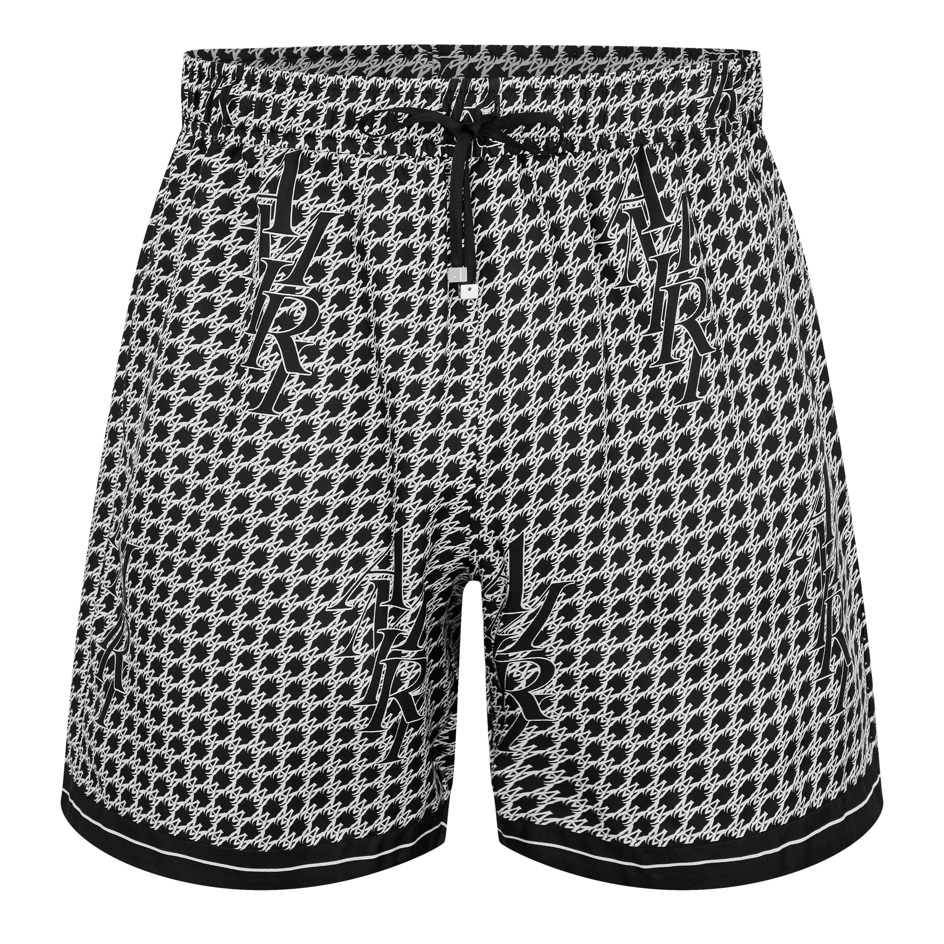 Amiri Men's Staggered Houndstooth Silk Woven Tracksuit Shorts