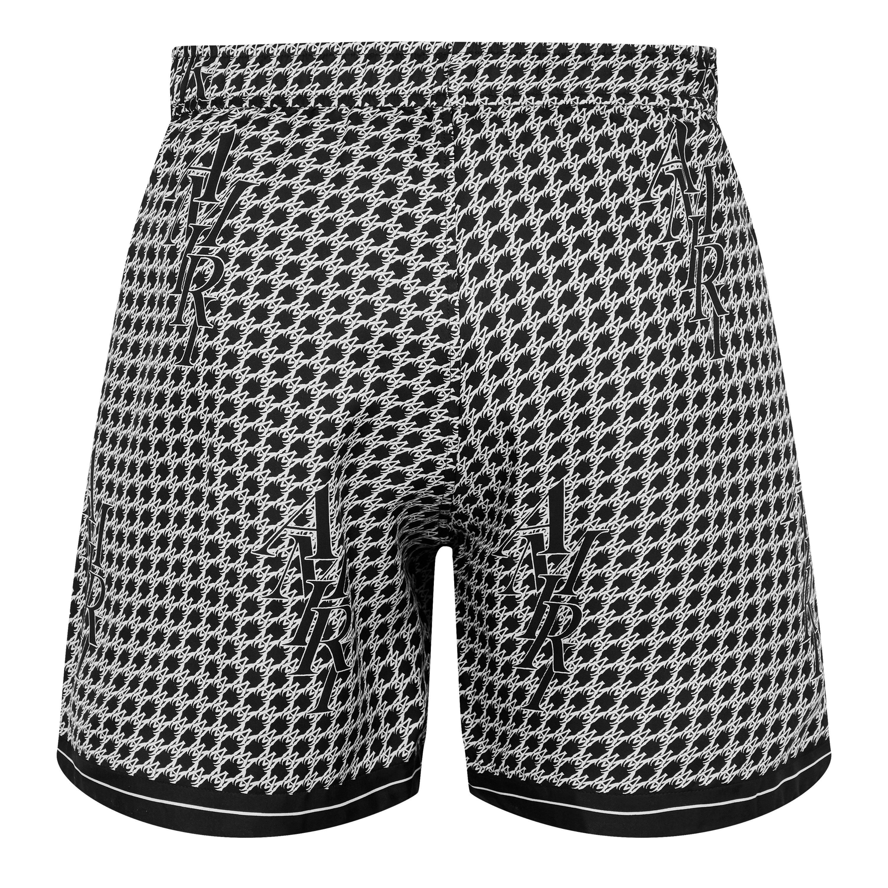 Black - Amiri - Men's Staggered Houndstooth Silk Woven Tracksuit Shorts - 2