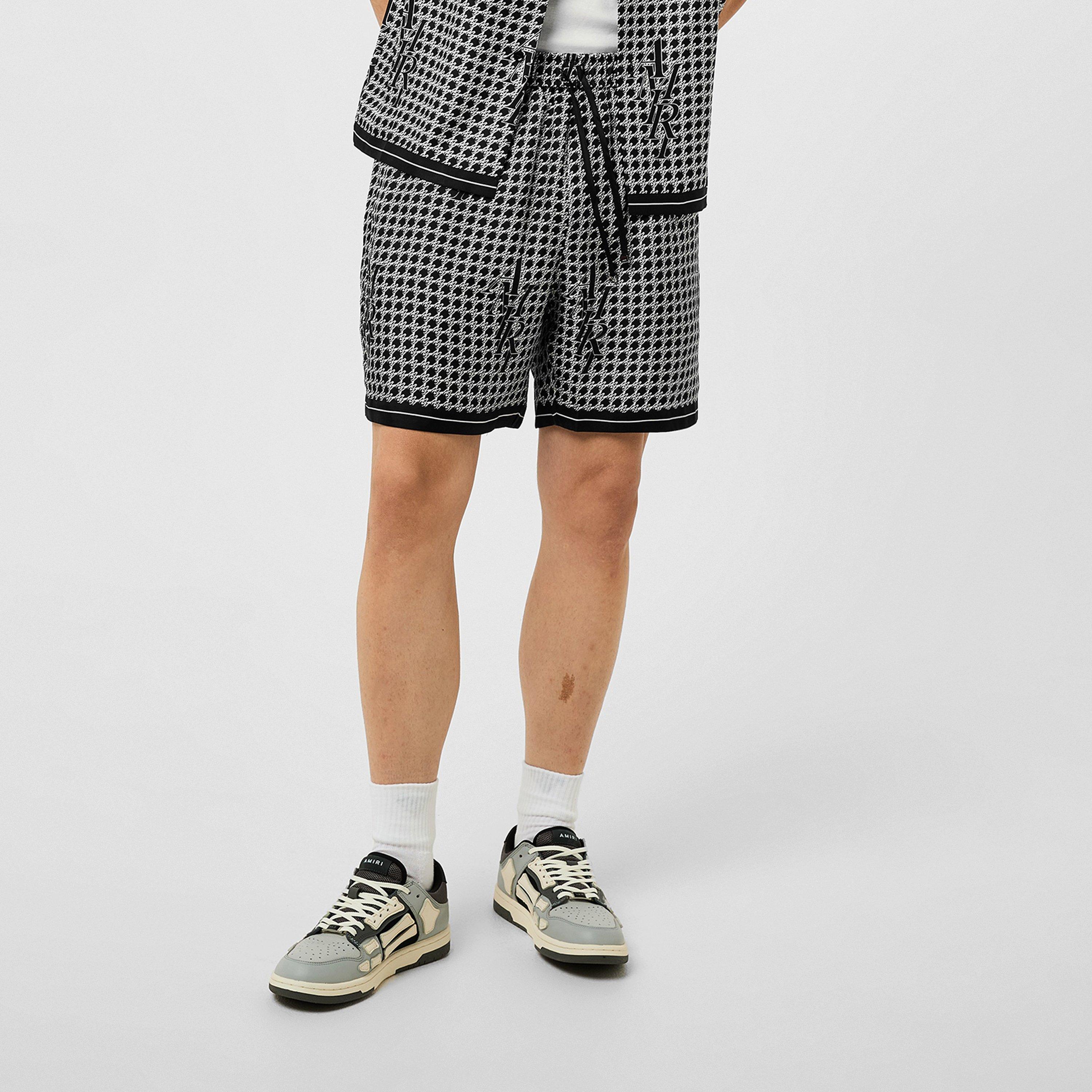 Black - Amiri - Men's Staggered Houndstooth Silk Woven Tracksuit Shorts - 3