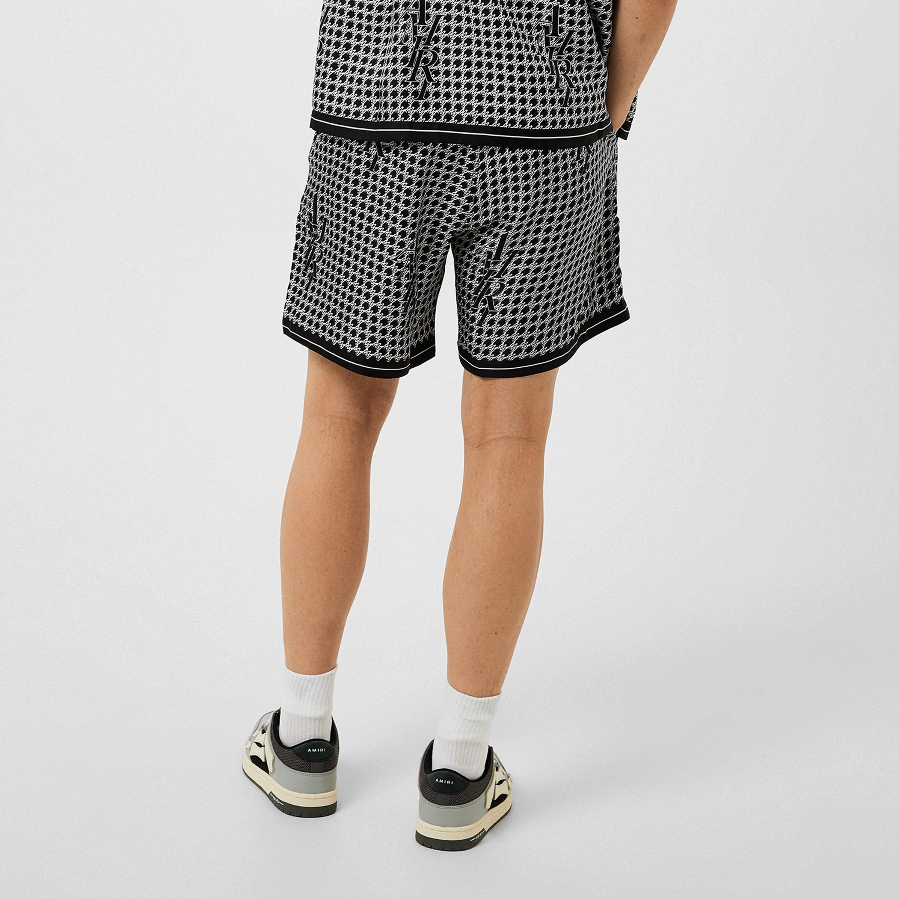Black - Amiri - Men's Staggered Houndstooth Silk Woven Tracksuit Shorts - 4