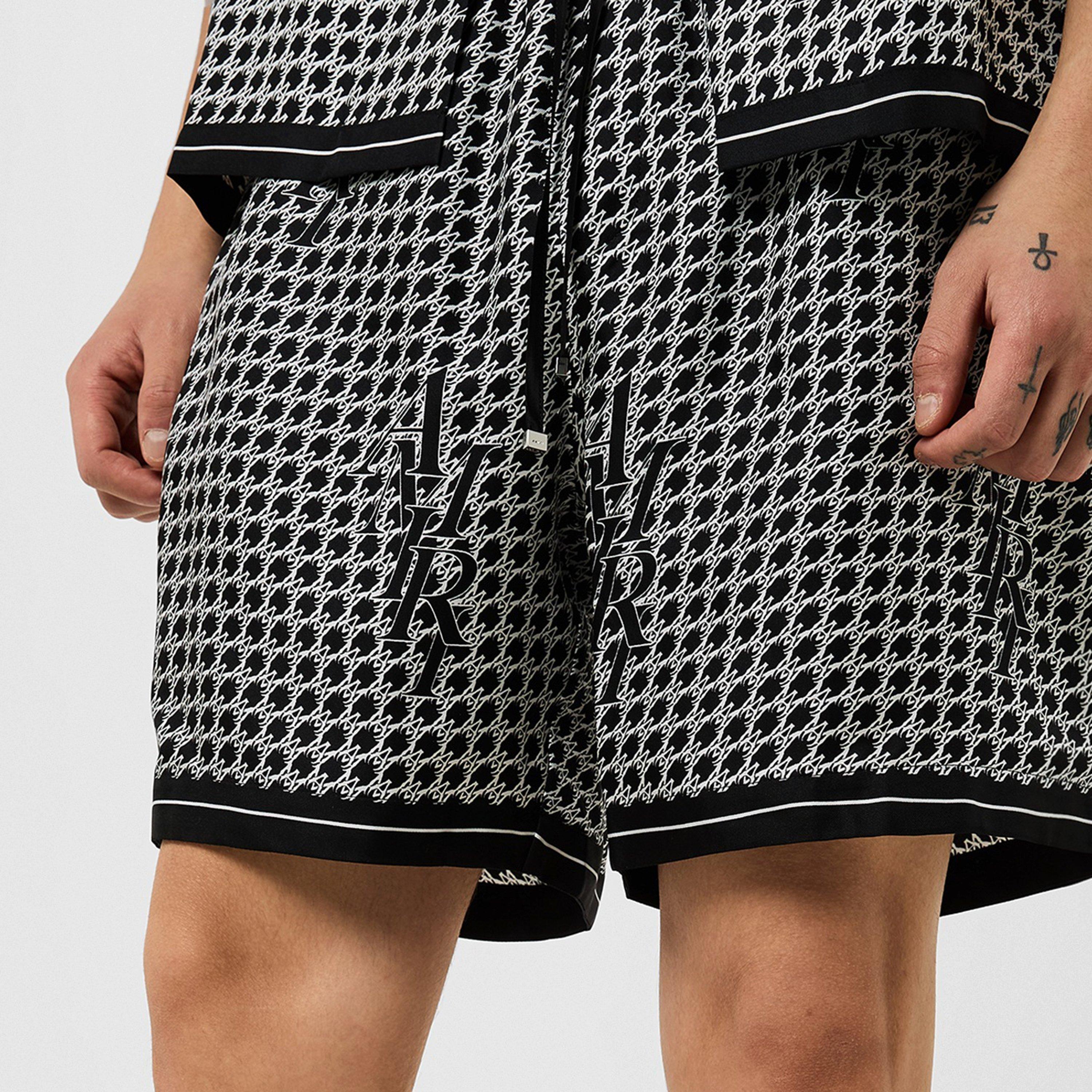 Black - Amiri - Men's Staggered Houndstooth Silk Woven Tracksuit Shorts - 5