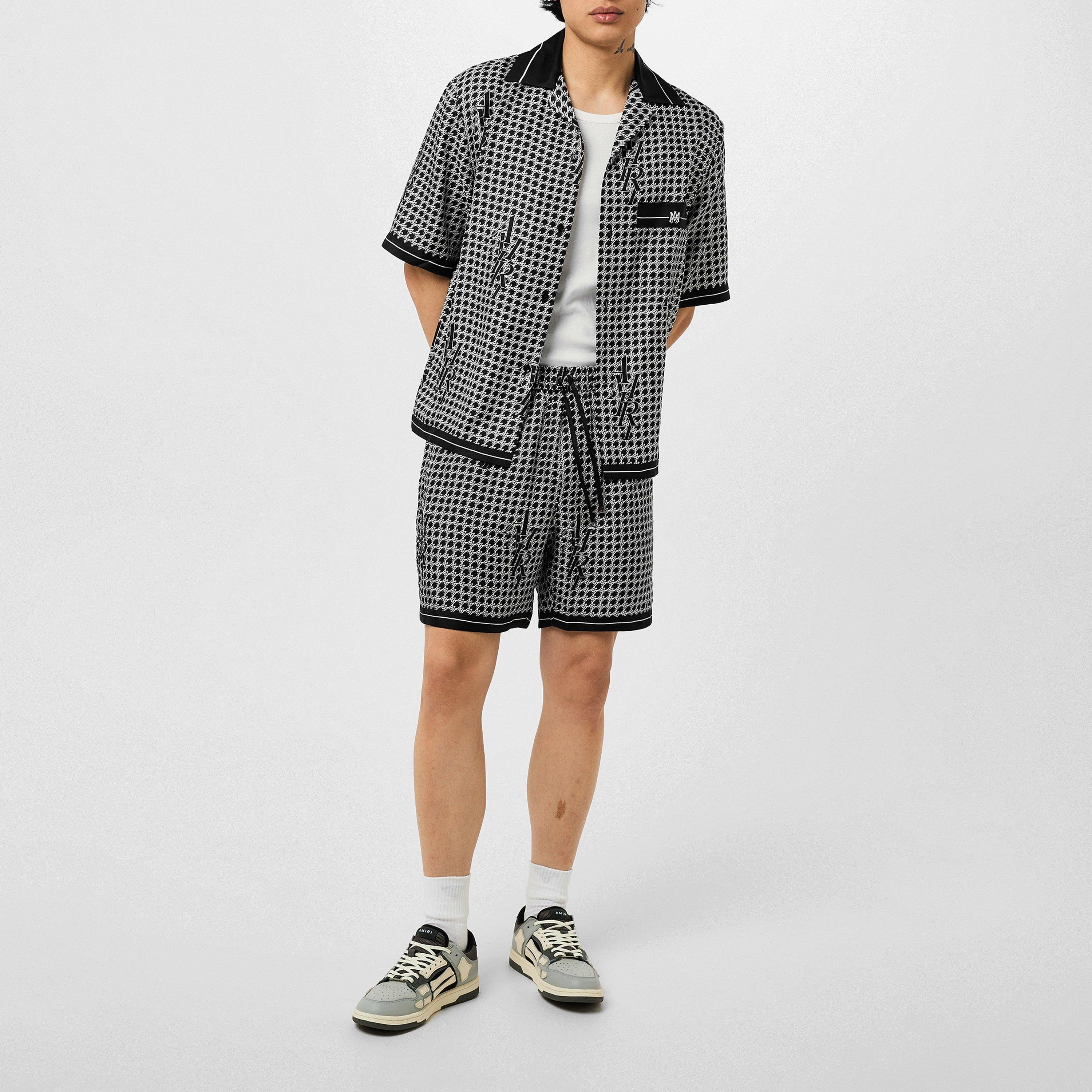 Black - Amiri - Men's Staggered Houndstooth Silk Woven Tracksuit Shorts - 6