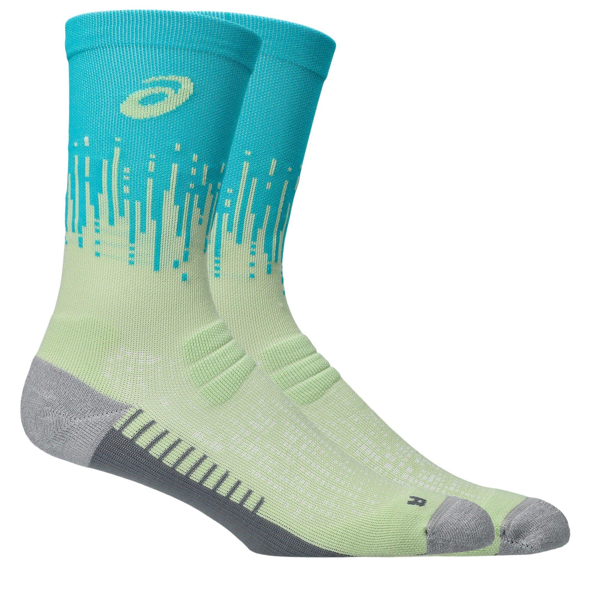 Yel/Aqua - Asics - Perform Running Crew Socks - 1