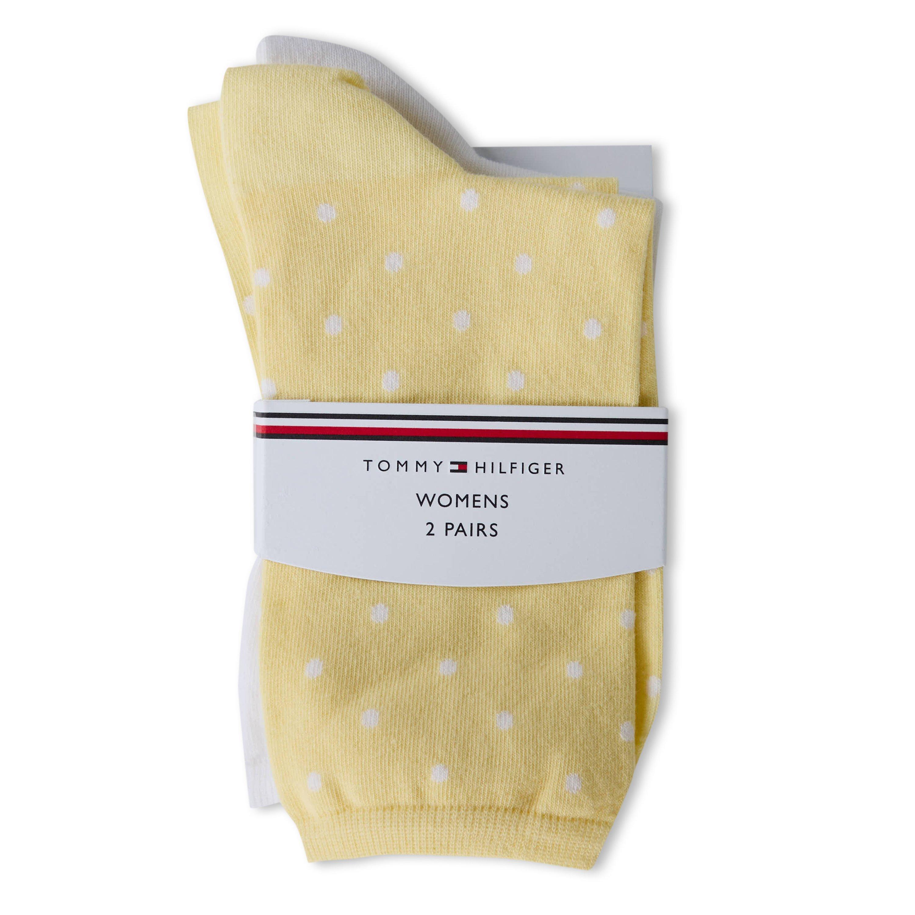 Gelb - Tommy Hilfiger - Women's 2 Pack Logo Crew Socks - 1