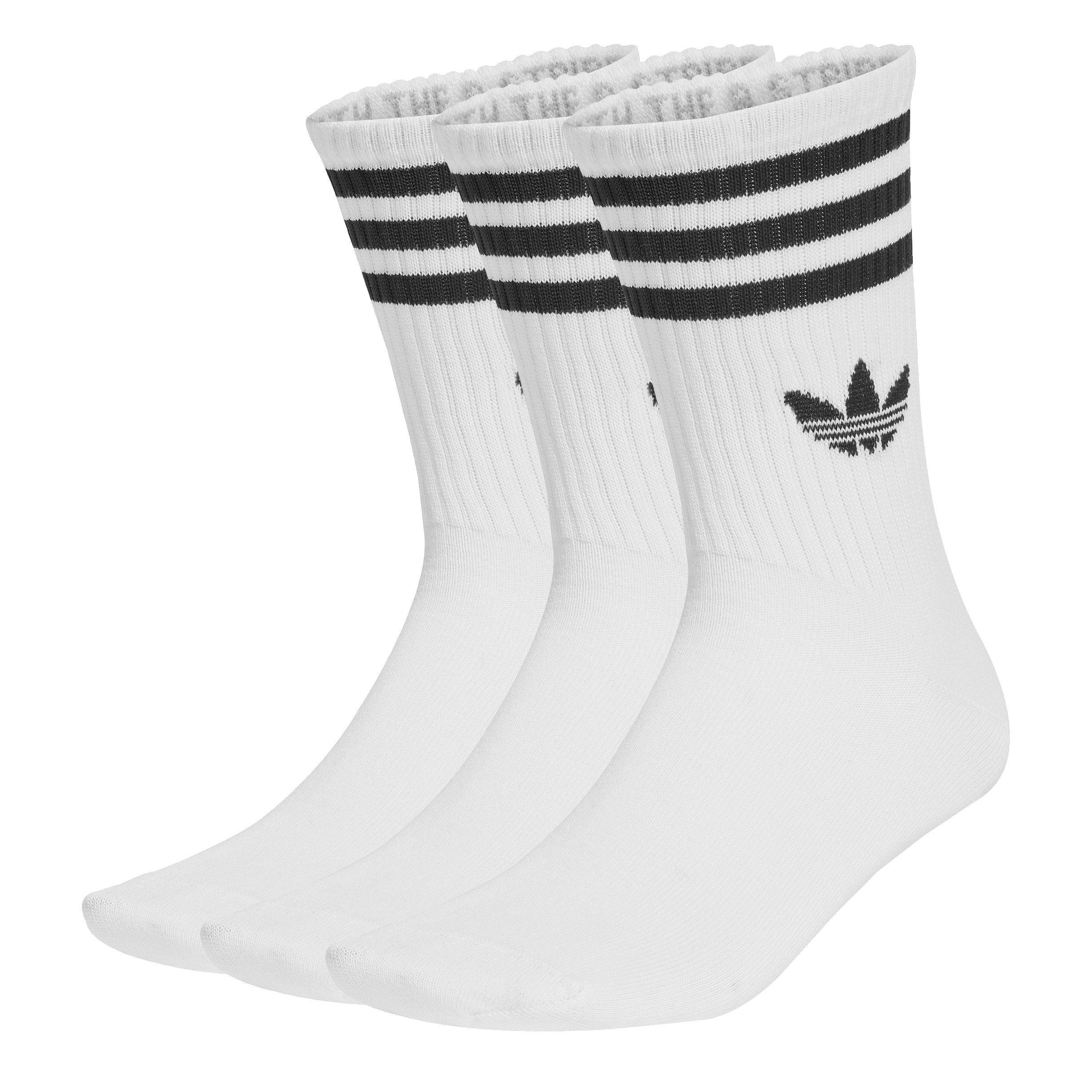 White - adidas Originals - Men's 3 Stripe Crew Socks - 2