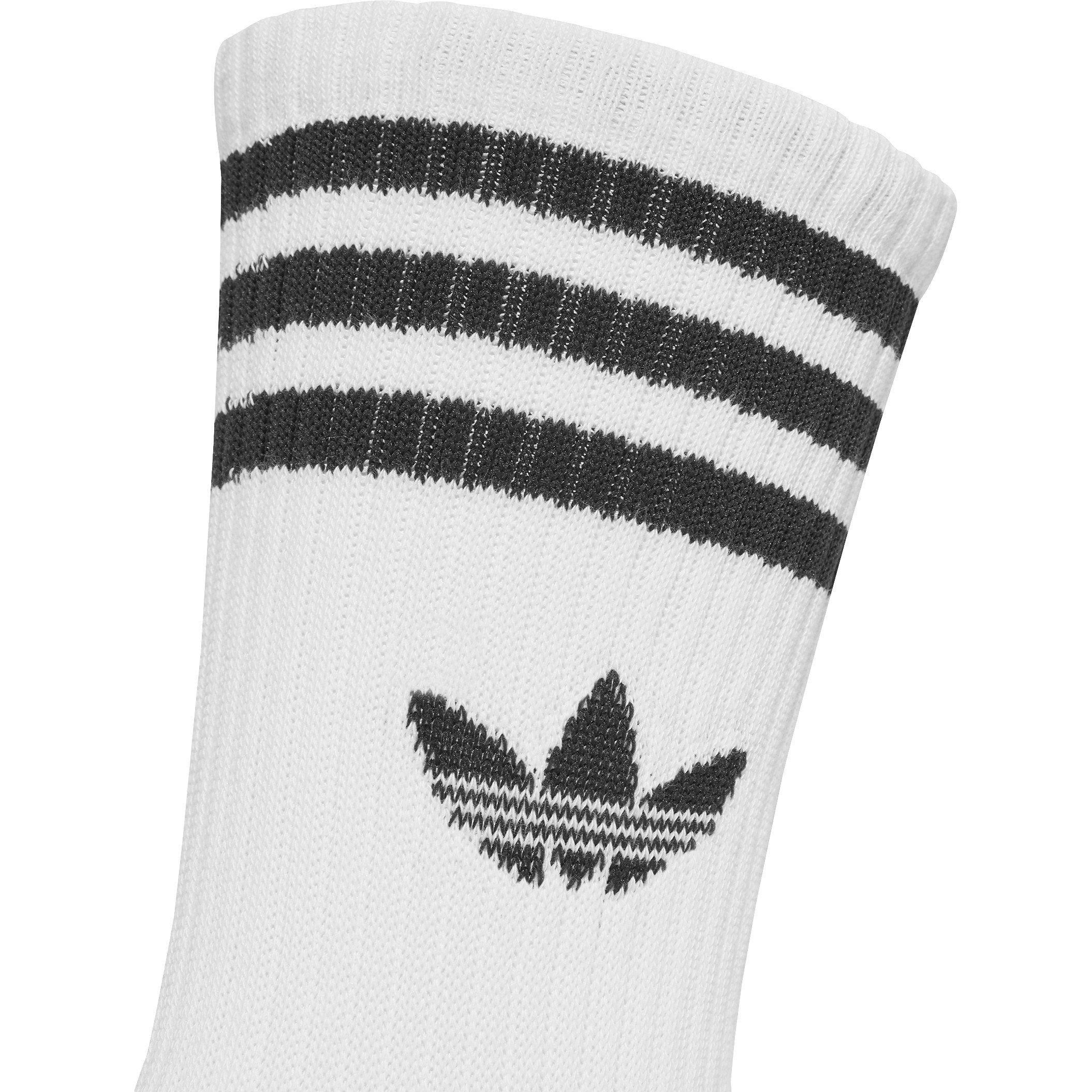 White - adidas Originals - Men's 3 Stripe Crew Socks - 4