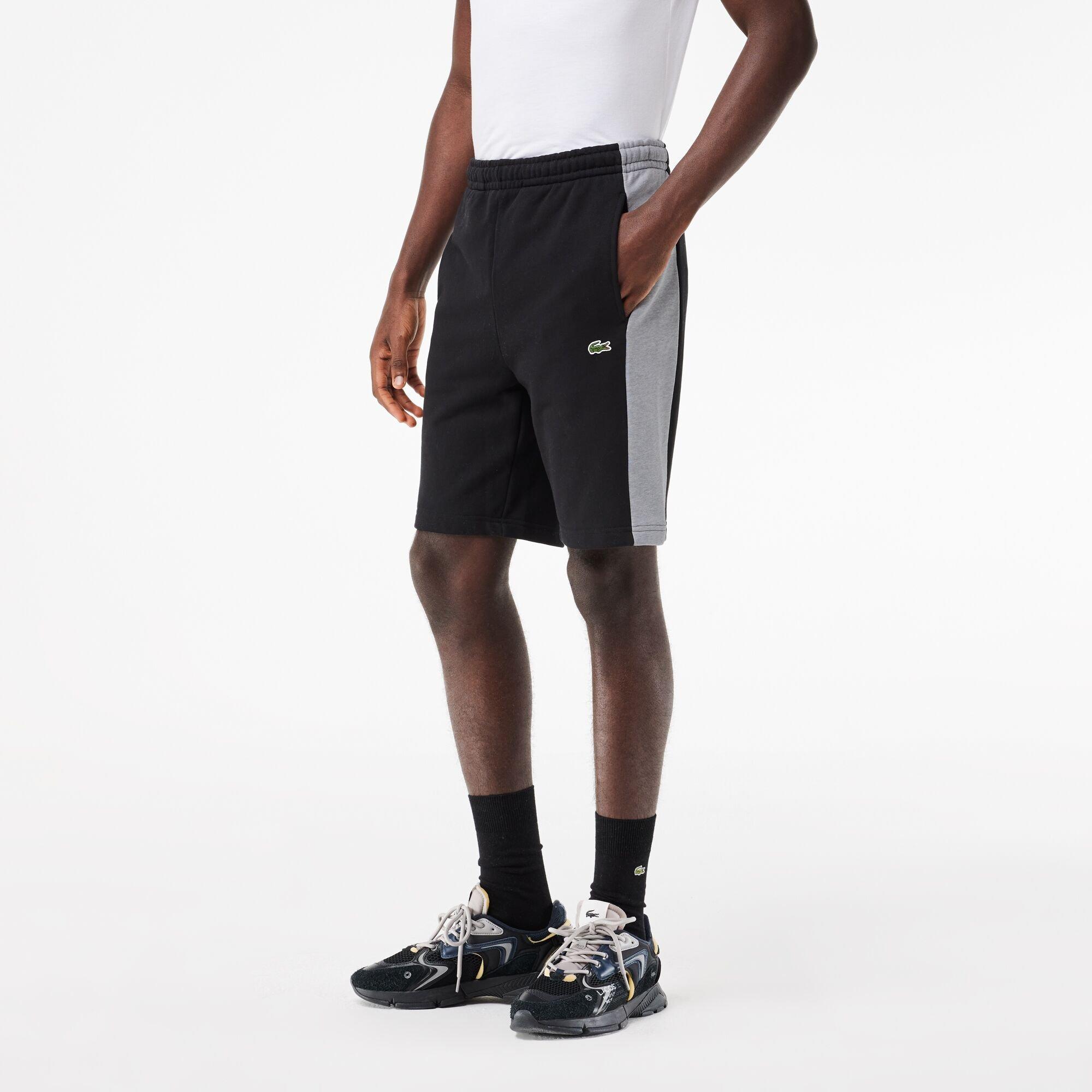 Black/Silver - Lacoste - Men's Black Woven Tracksuit Shorts - 4