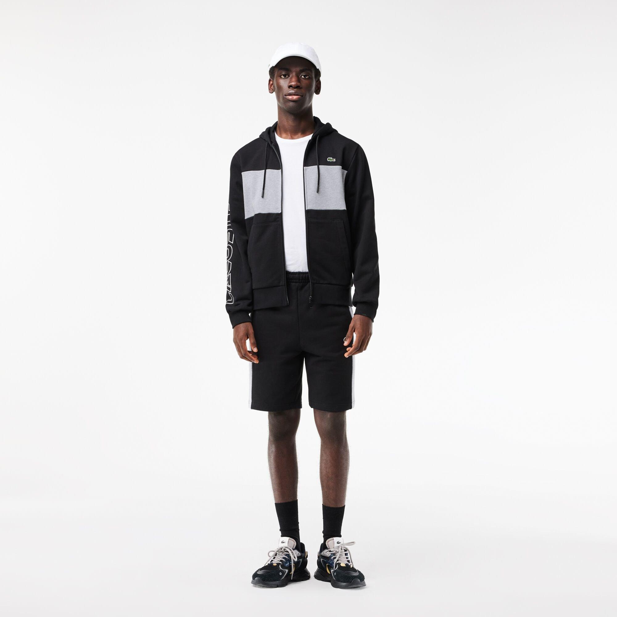 Black/Silver - Lacoste - Men's Black Woven Tracksuit Shorts - 5