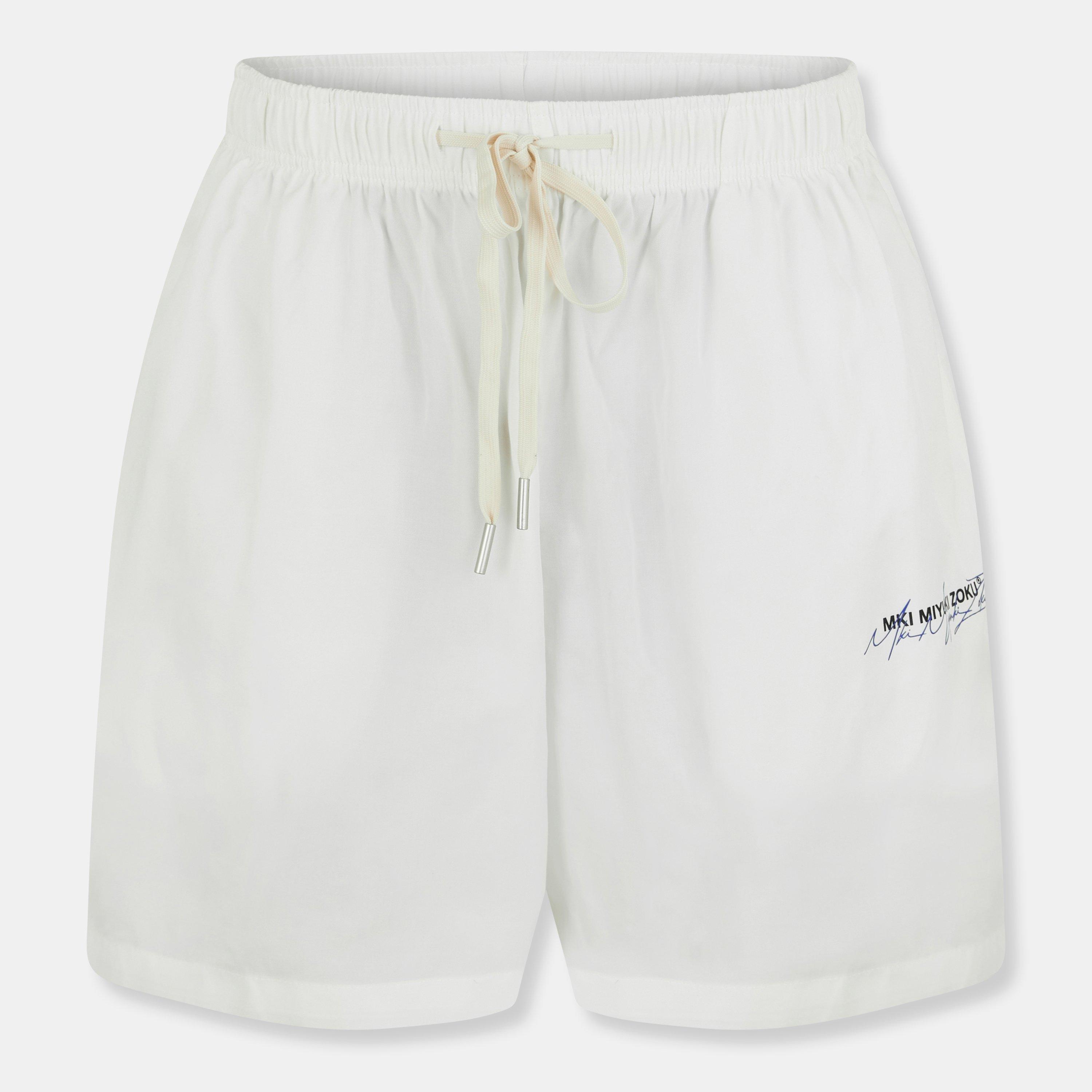 White/Blue - MKI MIYUKI ZOKU - Men's Script Lightweight Woven Tracksuit Shorts - 1