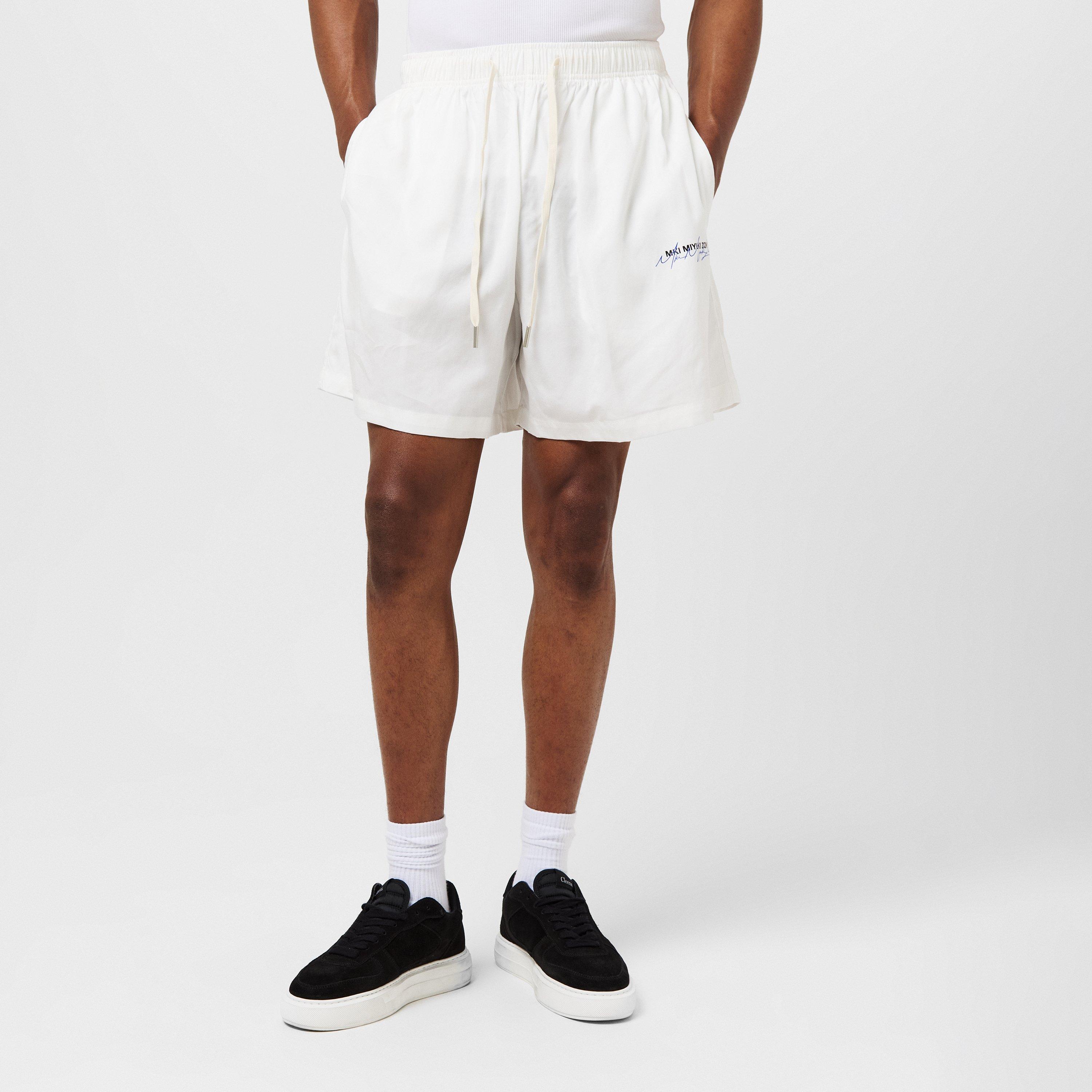 White/Blue - MKI MIYUKI ZOKU - Men's Script Lightweight Woven Tracksuit Shorts - 3