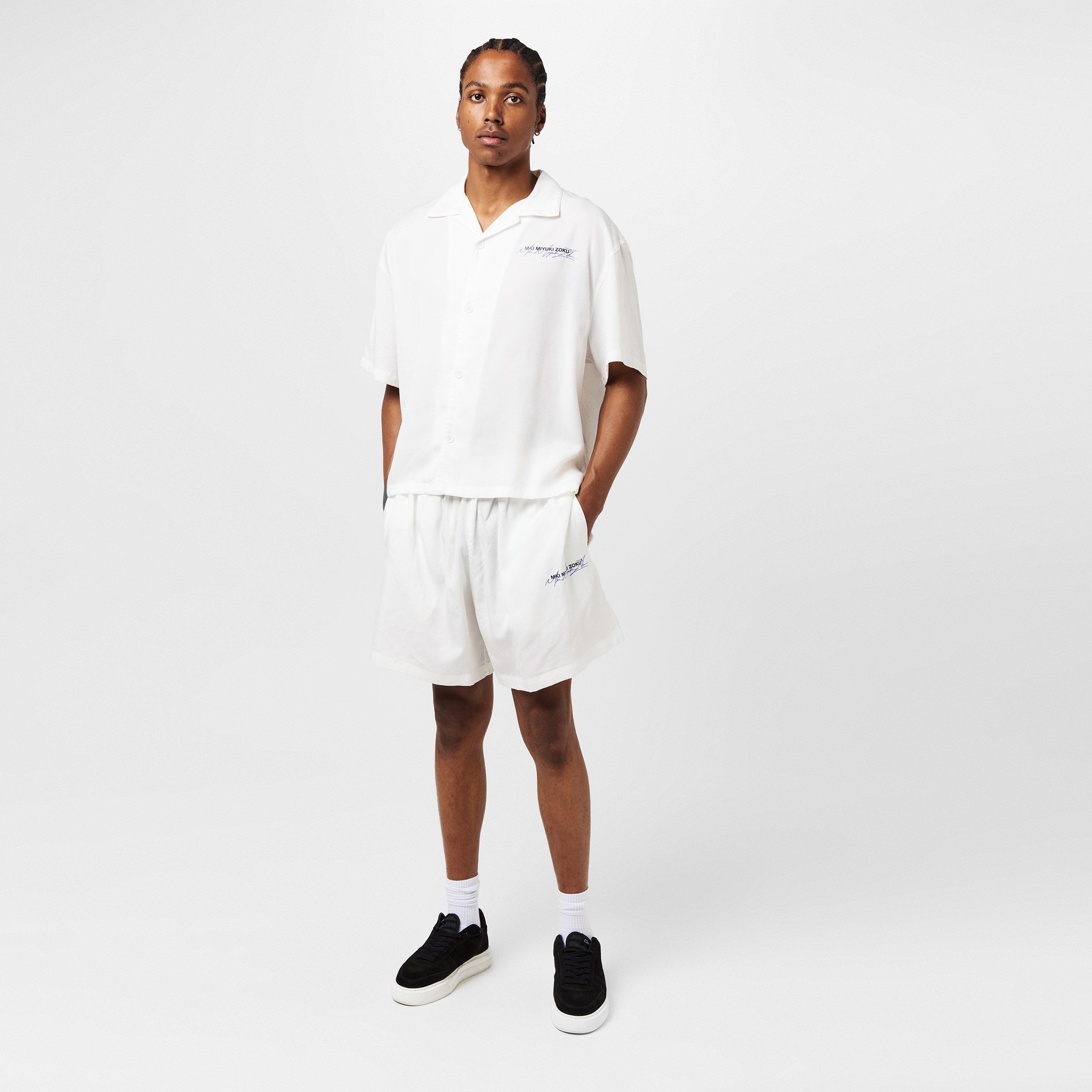 White/Blue - MKI MIYUKI ZOKU - Men's Script Lightweight Woven Tracksuit Shorts - 6