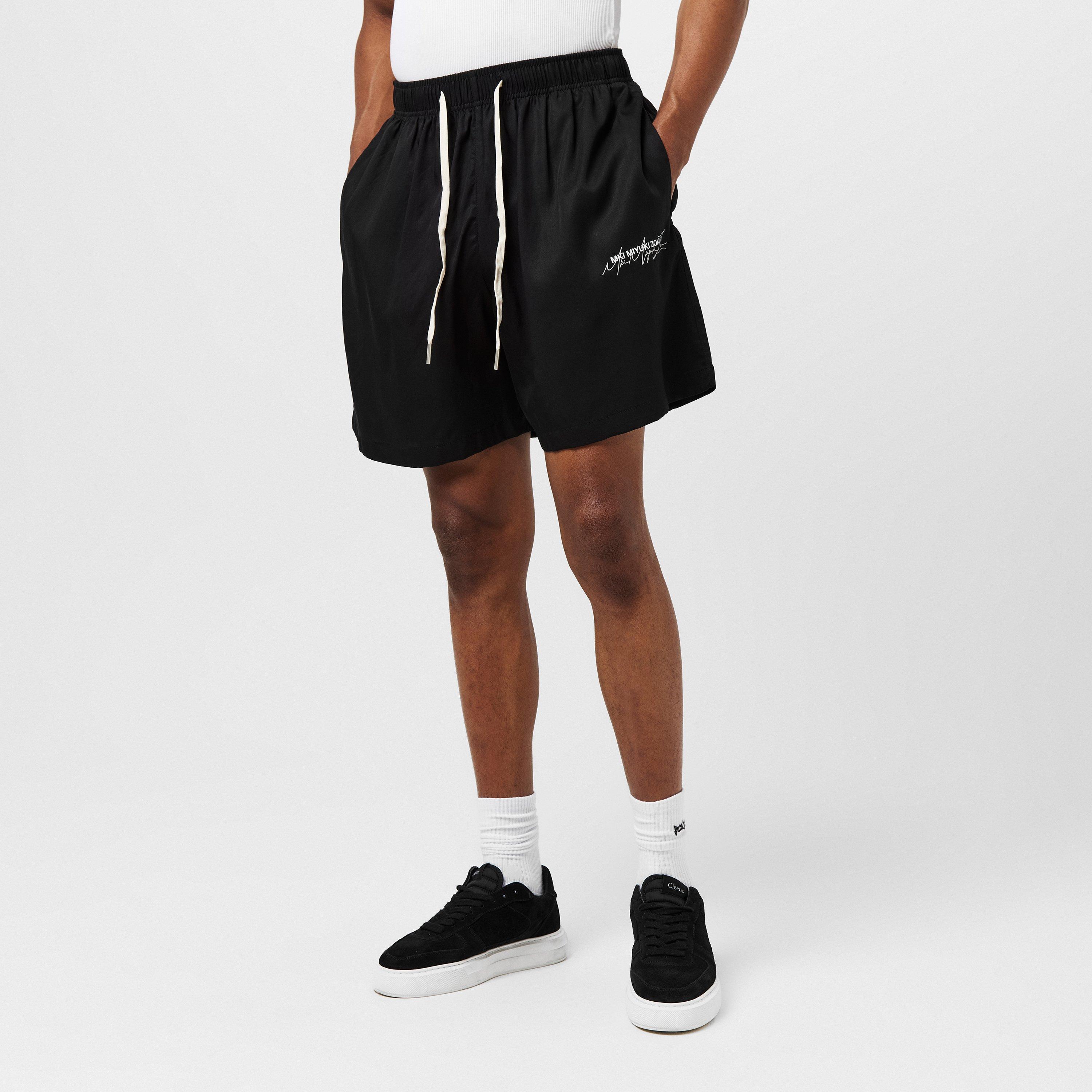 Black/Grey - MKI MIYUKI ZOKU - Men's Script Woven Tracksuit Shorts - 3