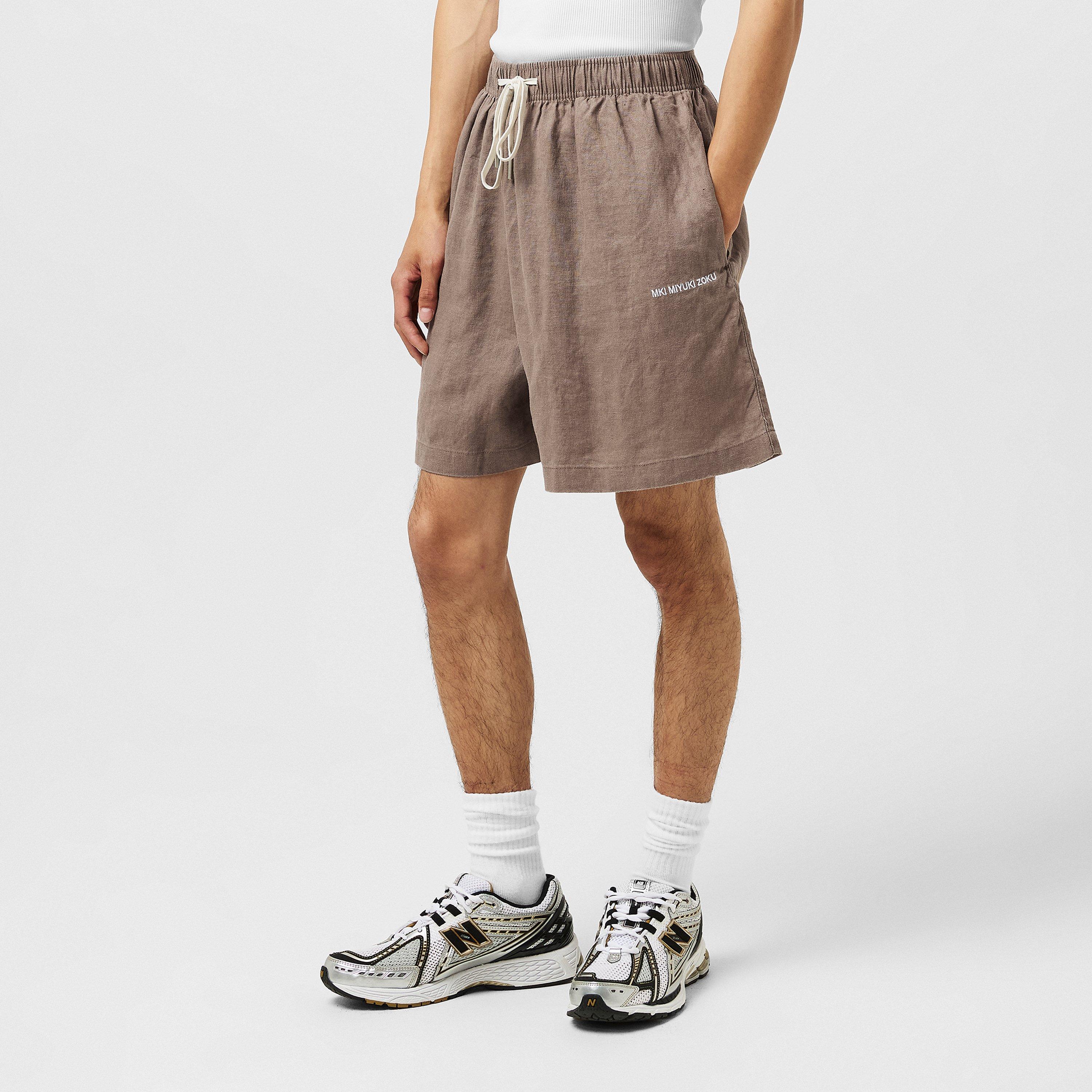 Mushroom - MKI MIYUKI ZOKU - Men's Linen Woven Tracksuit Shorts - 3