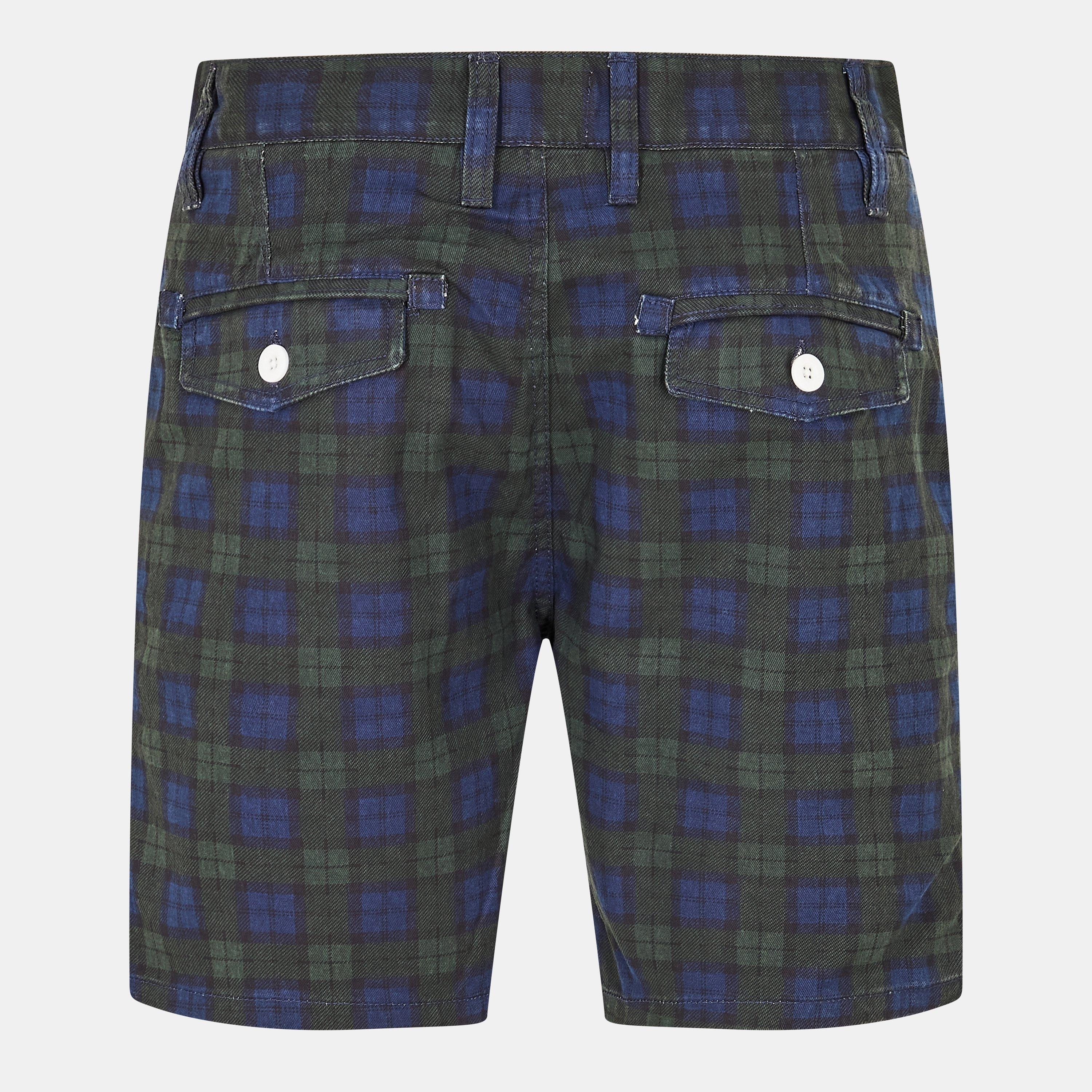 Khaki/Nvy Check - Brave Soul - Print Cotton Twill Shorts - 2