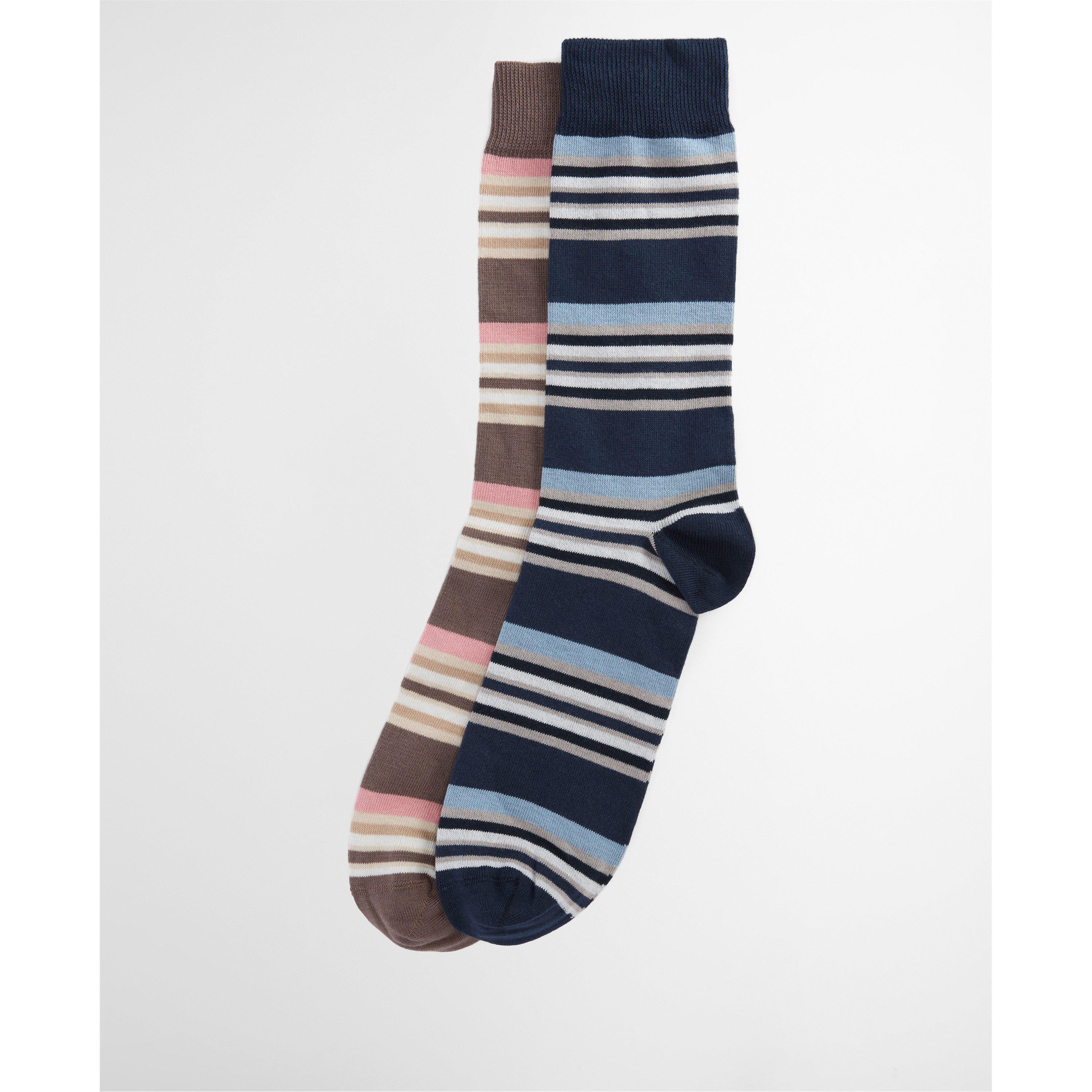 Pink/NavyStripe - Barbour - Mens Summer Stripe 2-Pack Socks - 1