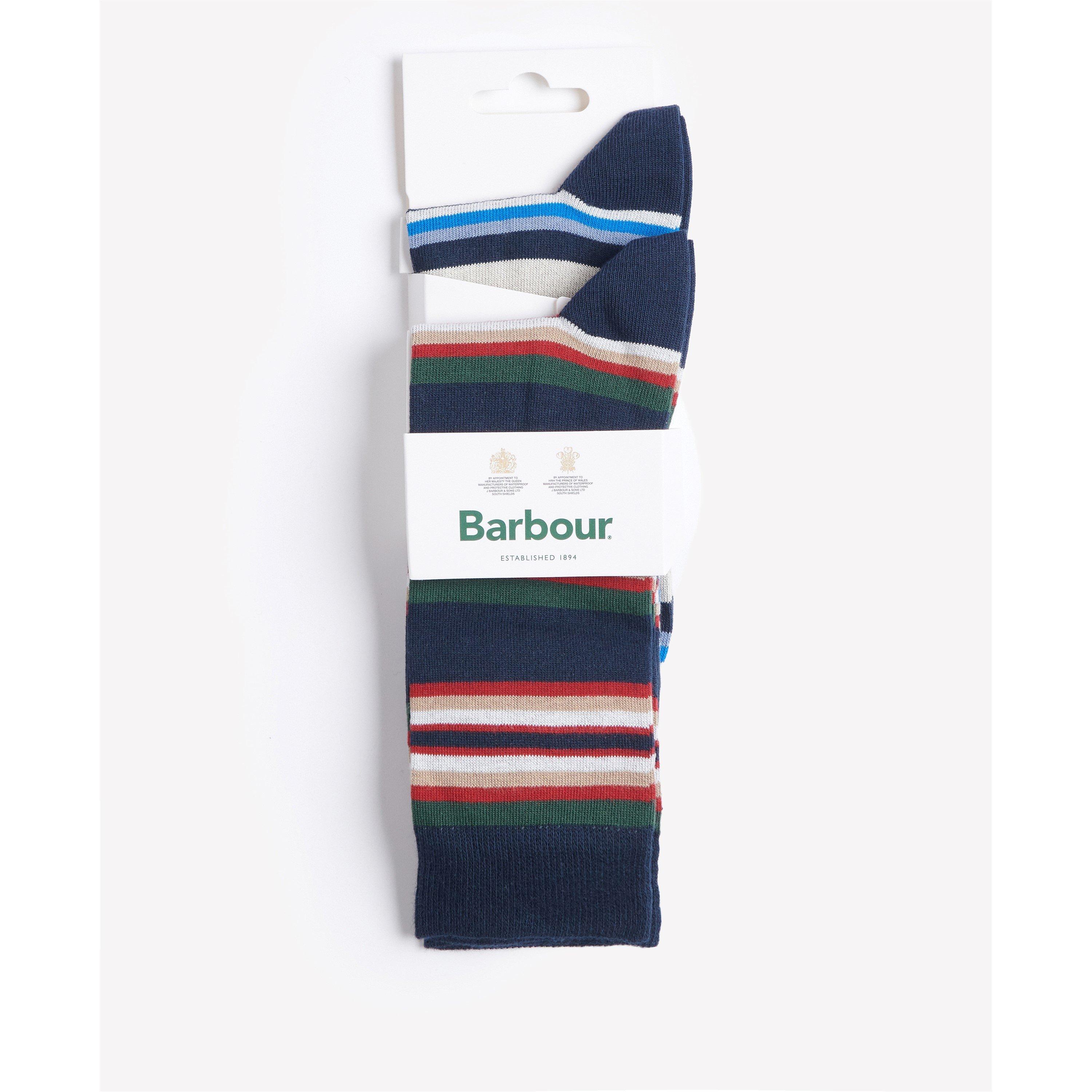 Navy Mix - Barbour - Mens Summer Stripe 2-Pack Socks - 1
