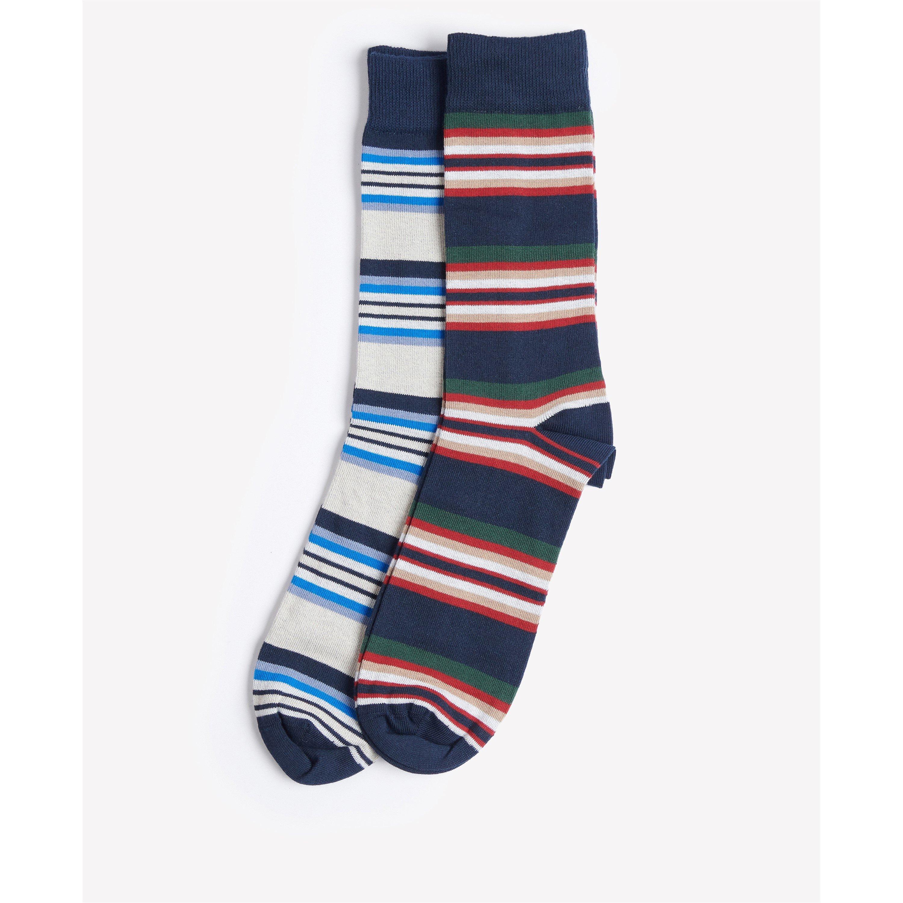 Navy Mix - Barbour - Mens Summer Stripe 2-Pack Socks - 2