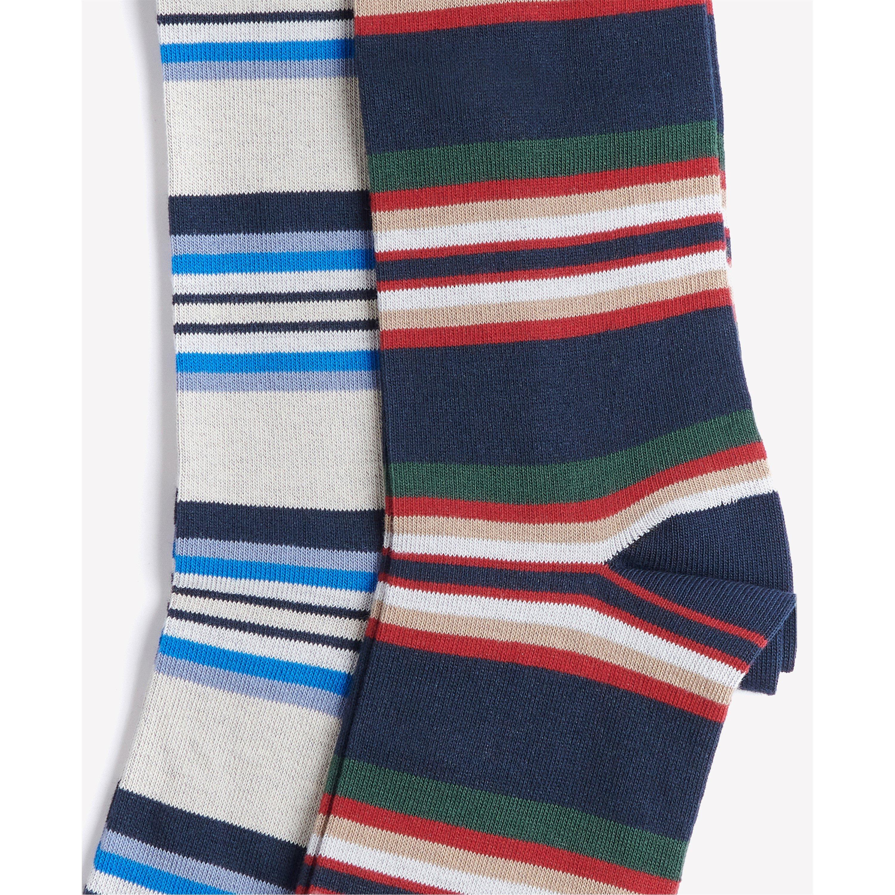 Navy Mix - Barbour - Mens Summer Stripe 2-Pack Socks - 4