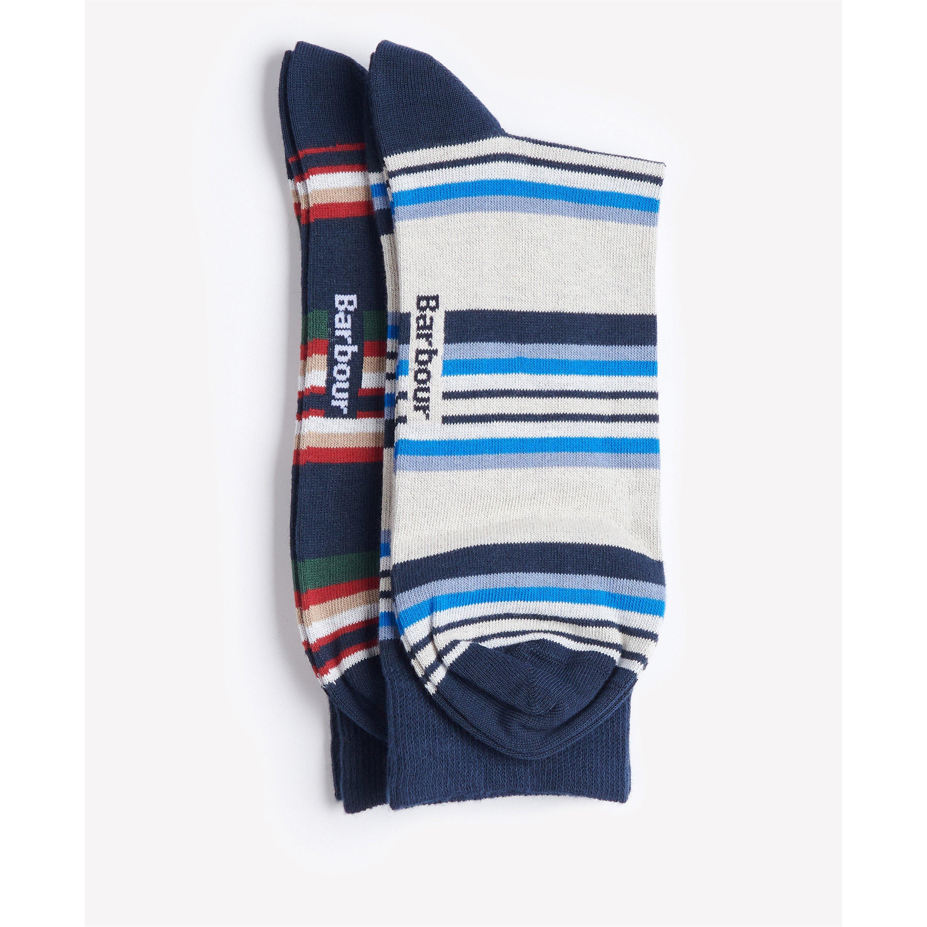 Navy Mix - Barbour - Mens Summer Stripe 2-Pack Socks - 5